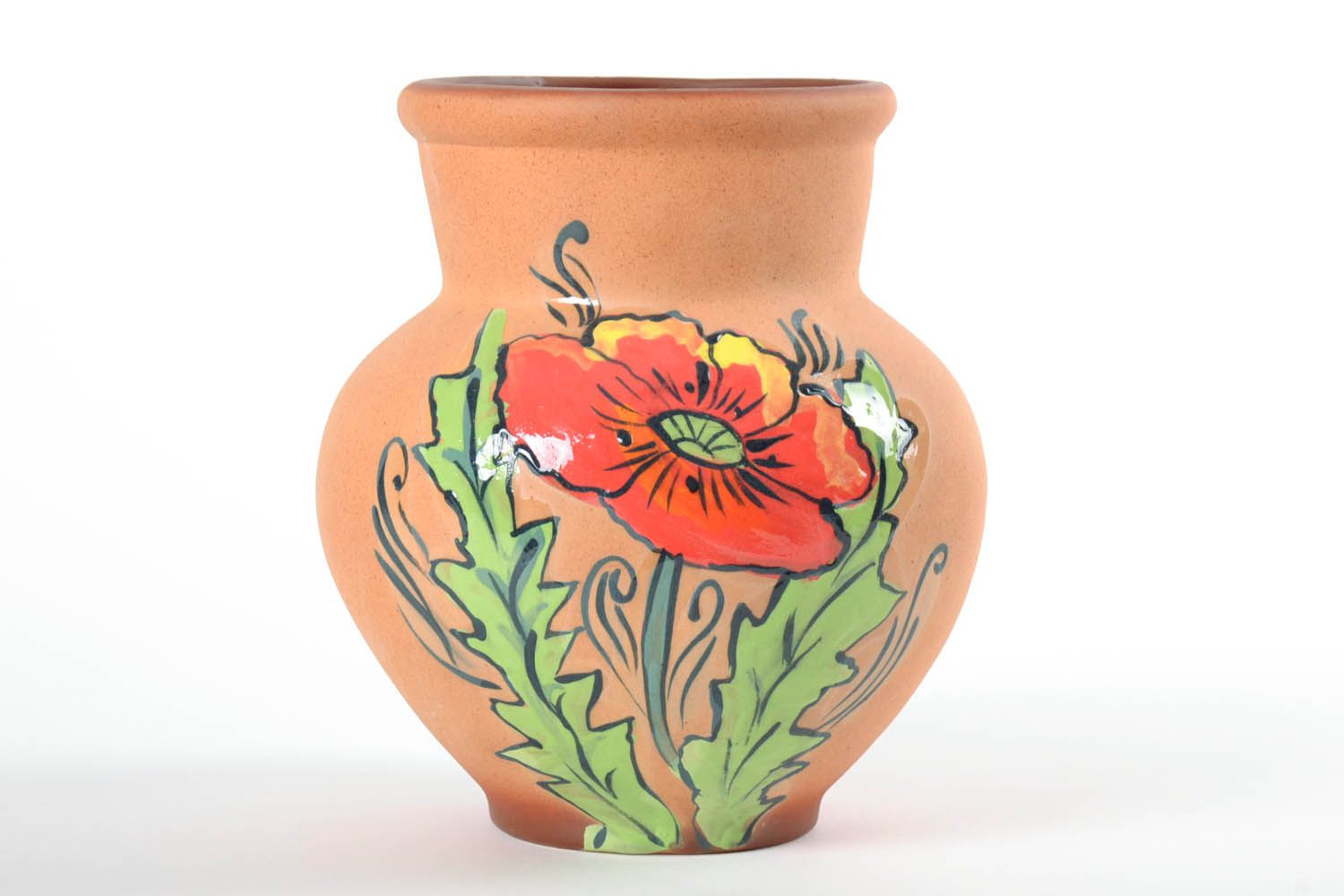 Der handgemachte Krug aus Keramik Mohnblume foto 3