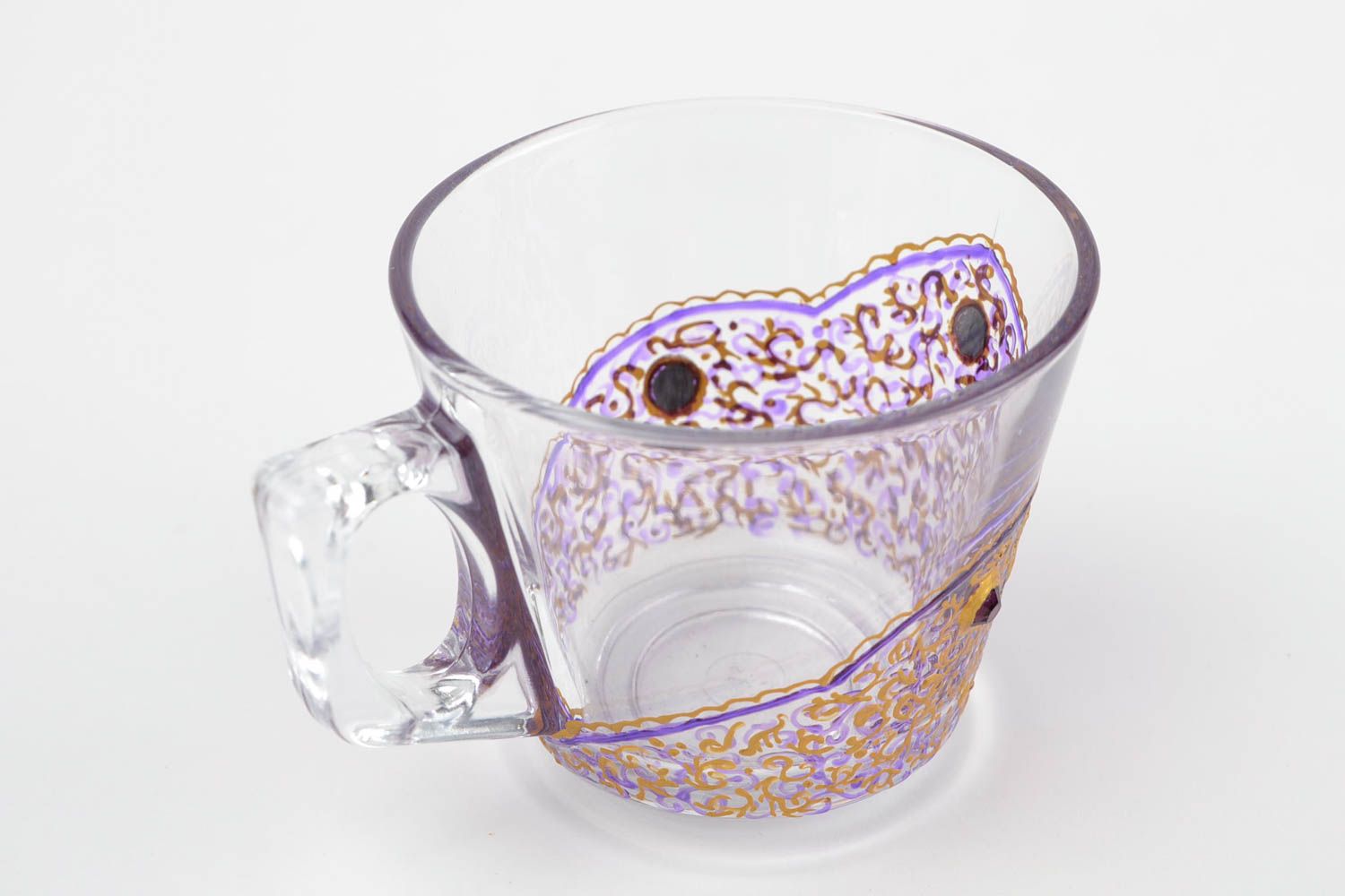 Tasse à café fait main Vaisselle design en verre 20 cl peinte Déco maison photo 3