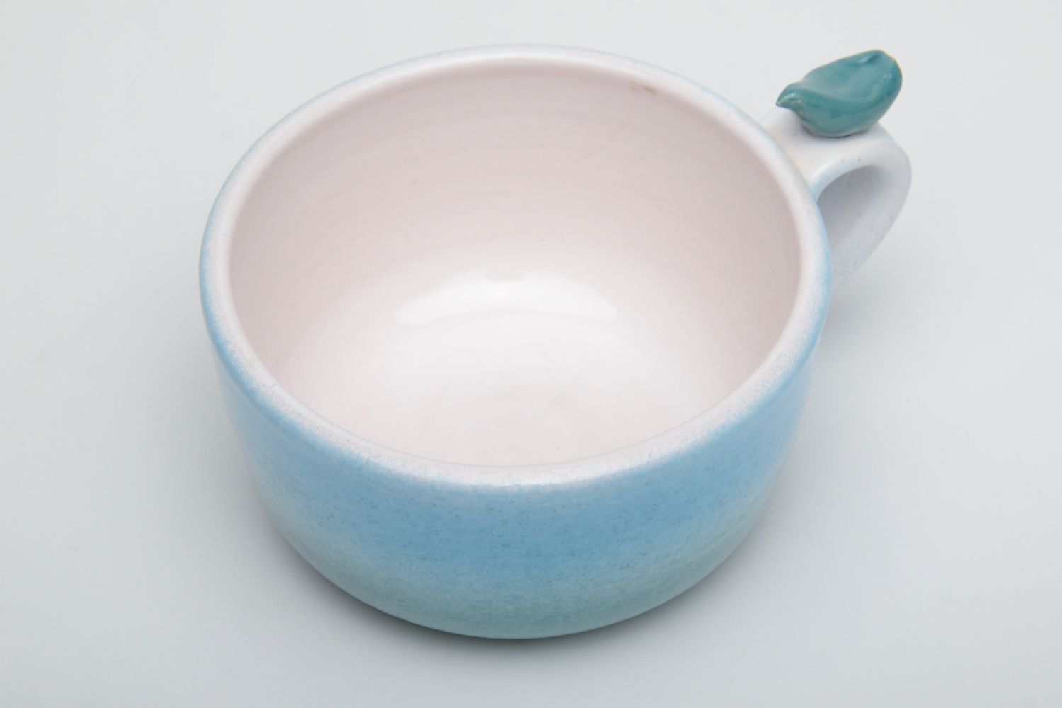 Глиняная чашка расписанная эмалью и глазурью большая фото 3