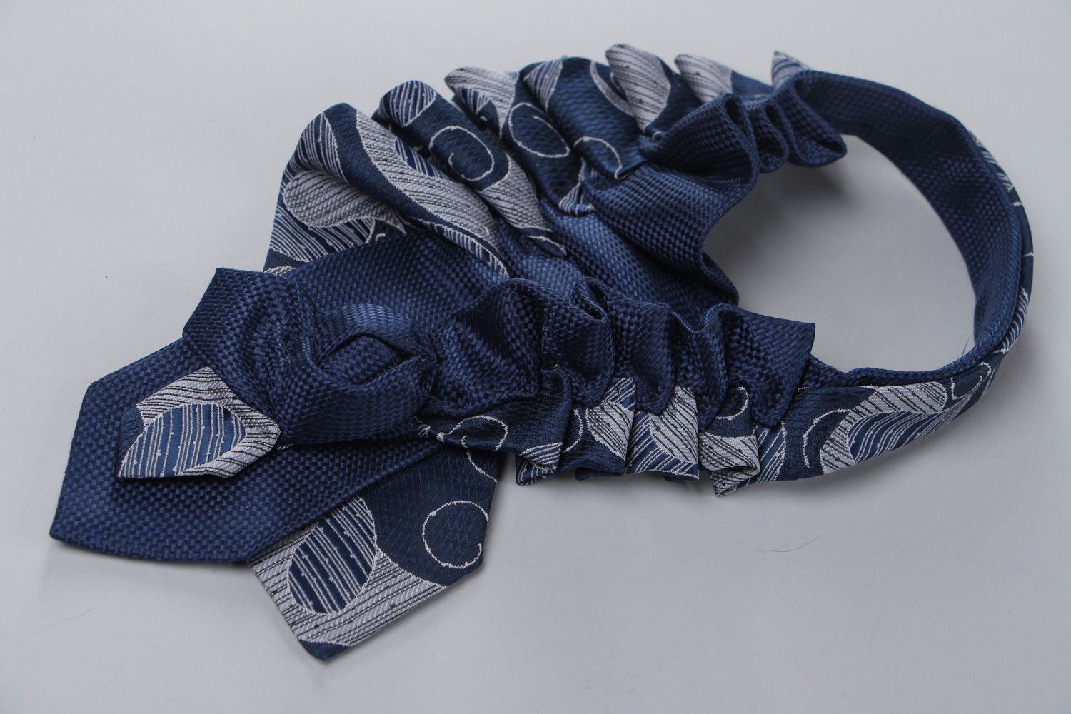 Handmade designer dark detachable collar sewn of men's fabric neck ties  photo 2