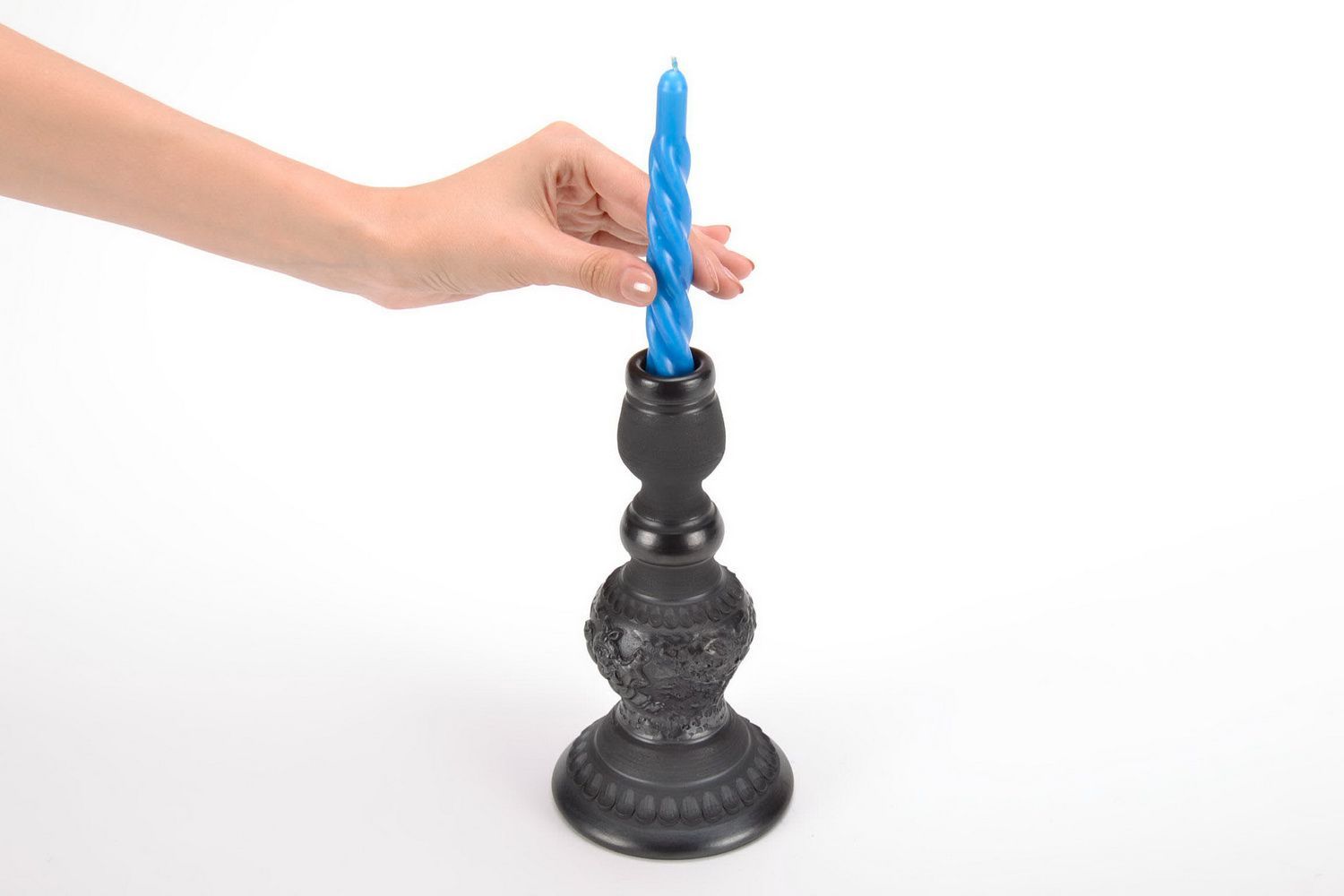 Clay candlestick with pattern photo 5