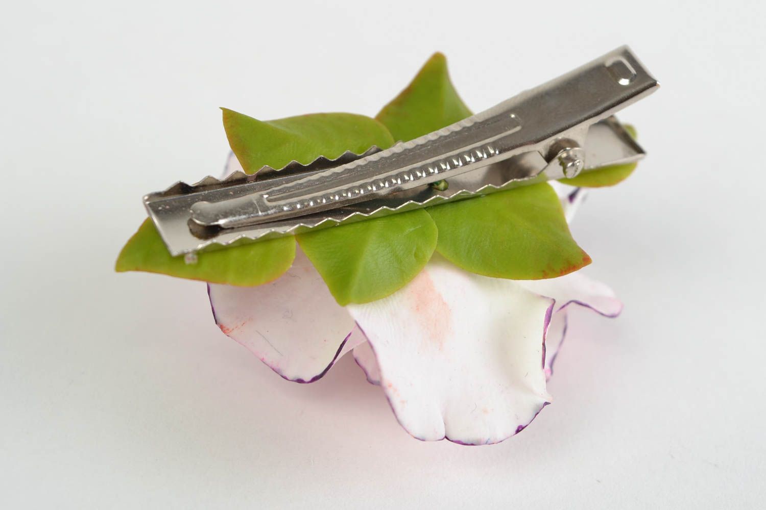 Handmade designer cold porcelain hair clip with volume flower photo 5