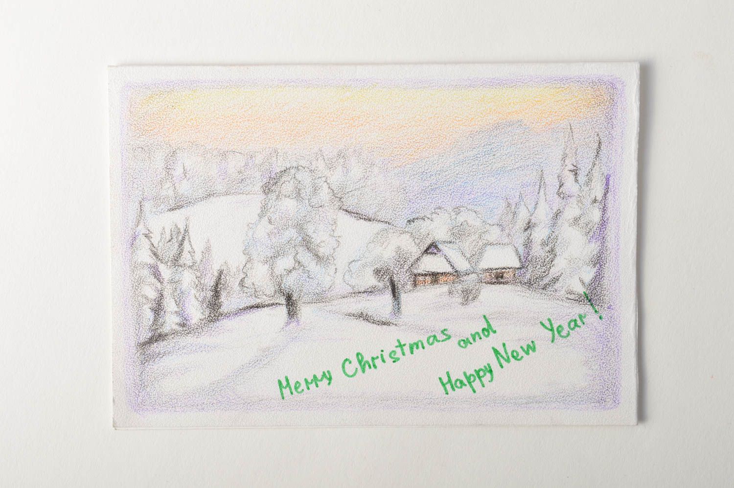 Зимняя открытка хэнд мейд открытка с новым годом и рождеством красивая открытка фото 2