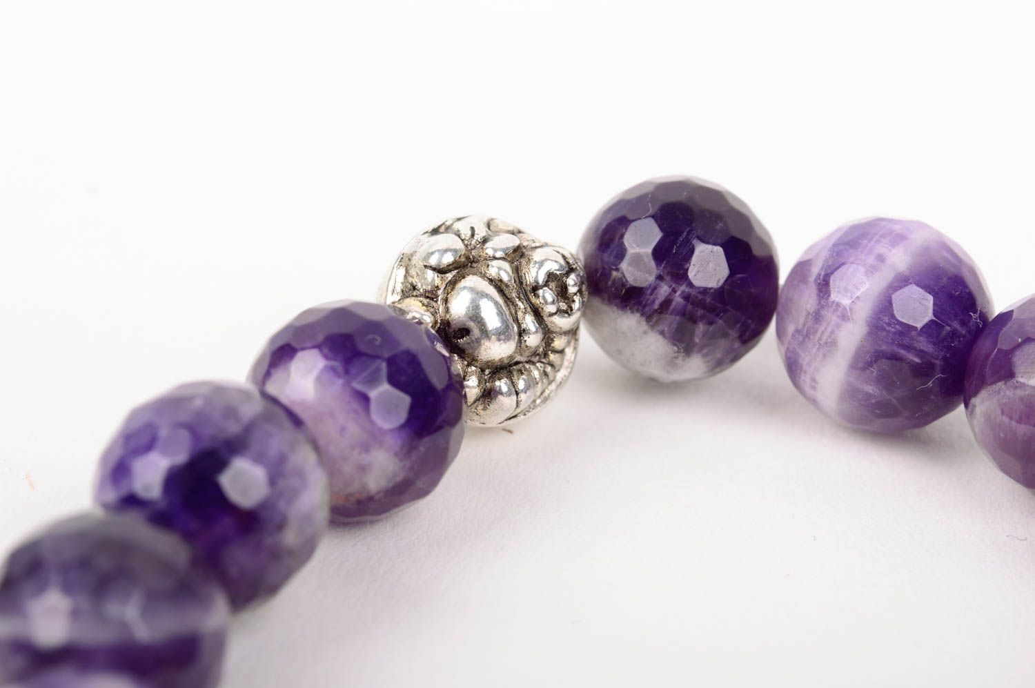Bracelet pierres naturelles violet Bijou fait main Cadeau femme de créateur photo 4