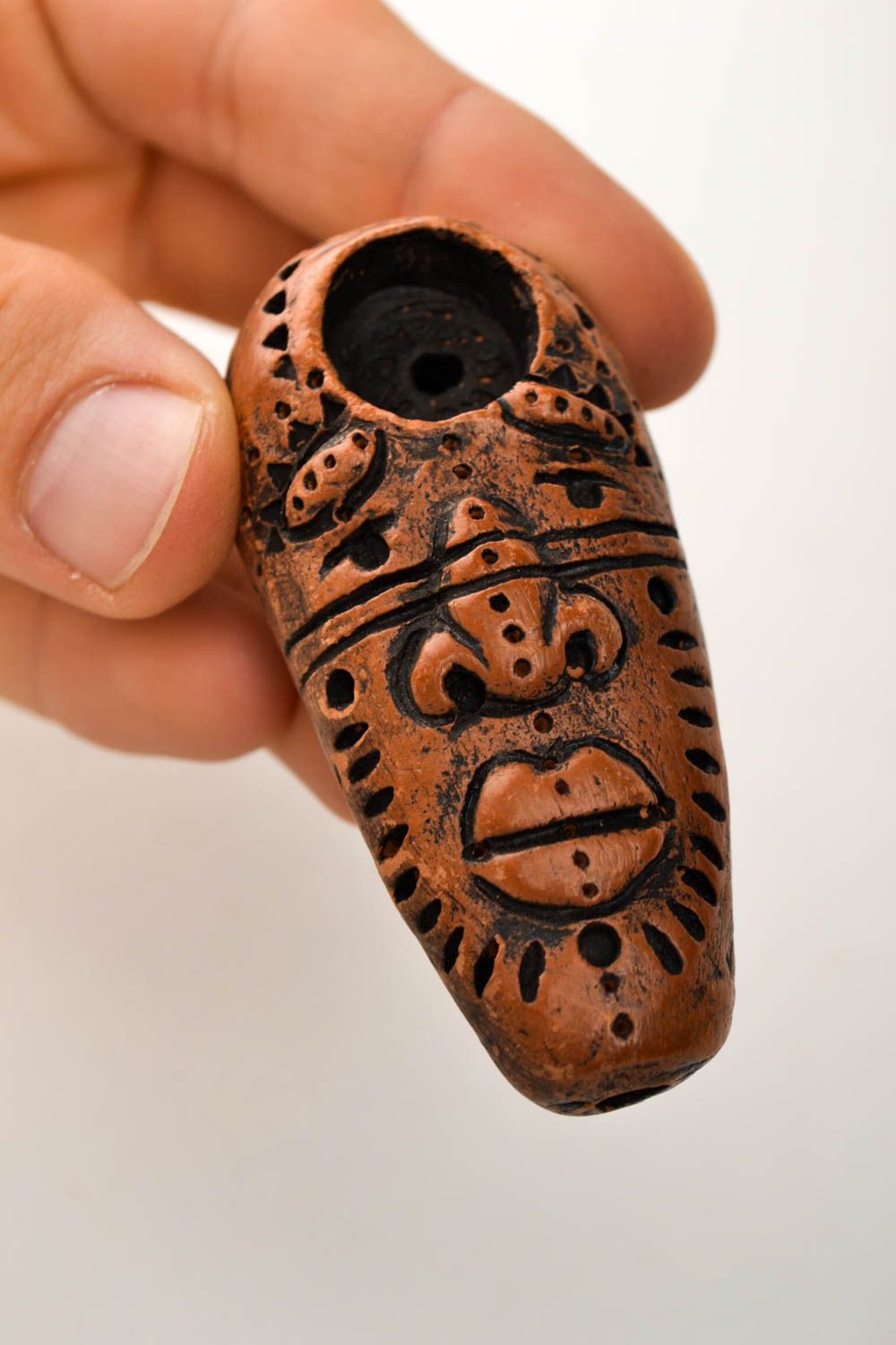 Pipa de arcilla hecha a mano accesorio para fumar tabaco regalo para hombre foto 2