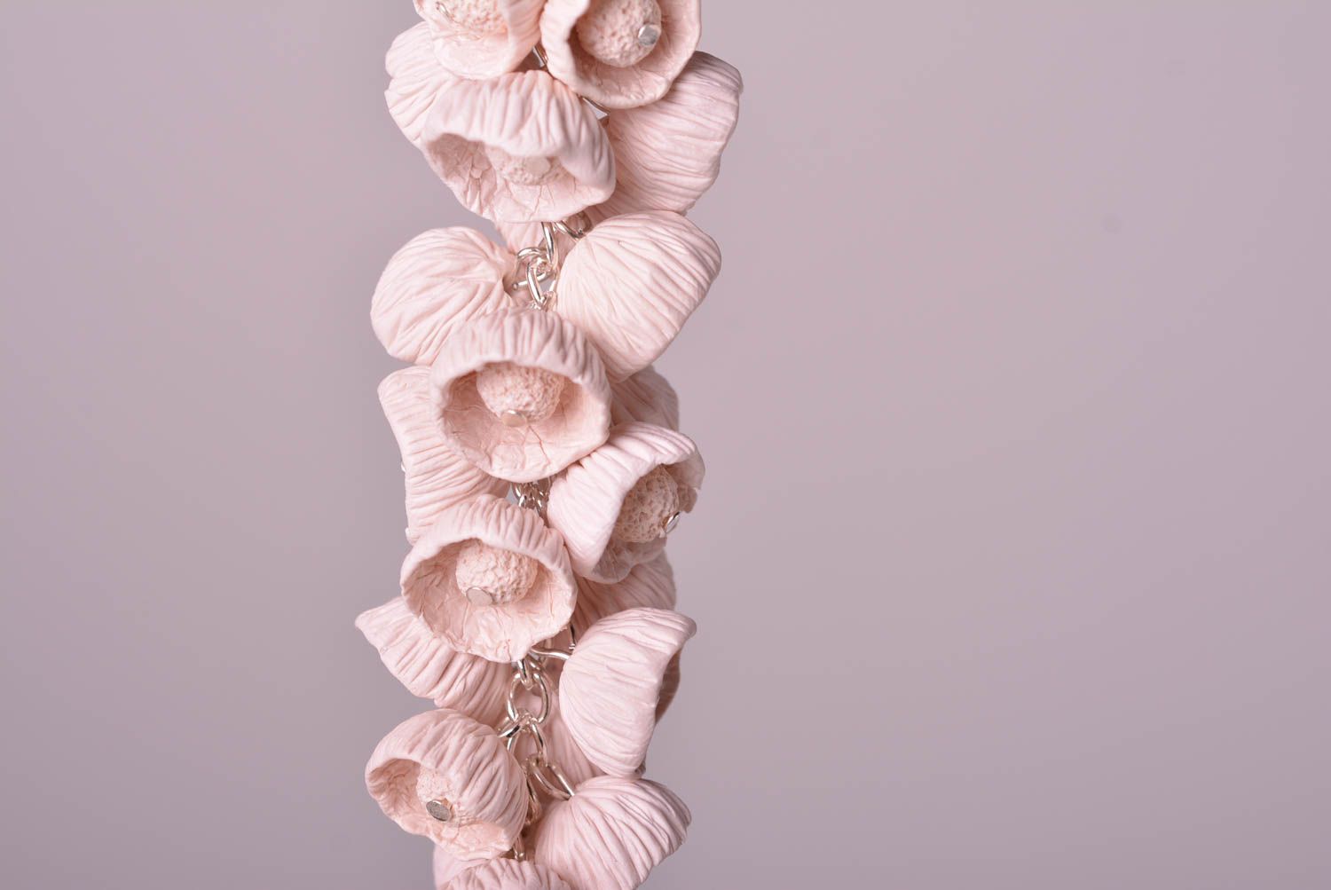Bracelet rose Bijou fait main modelé en pâte polymère Cadeau pour femme photo 3