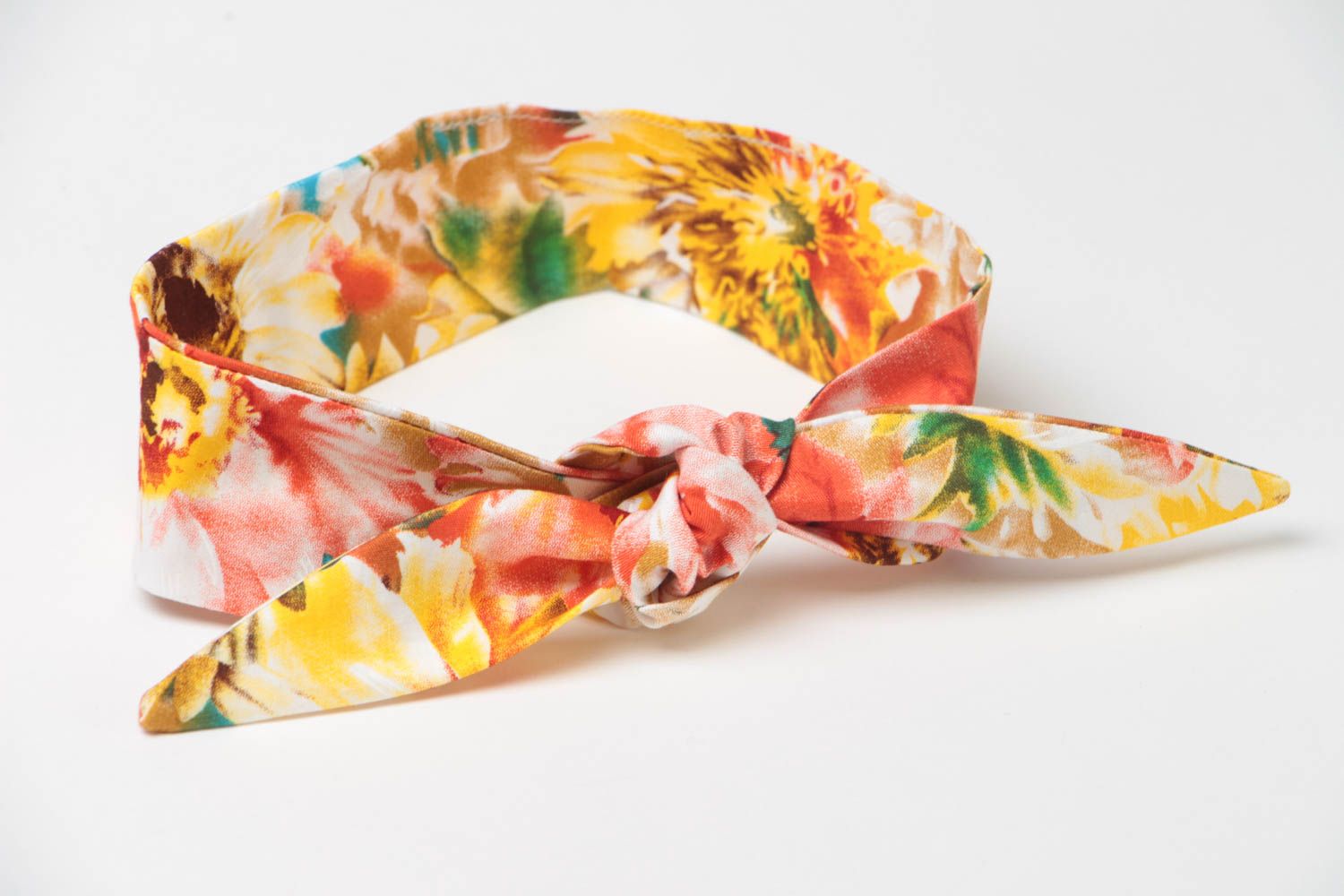 Bandeau avec noeud en tissu multicolore à motif floral pour cheveux fait main photo 4
