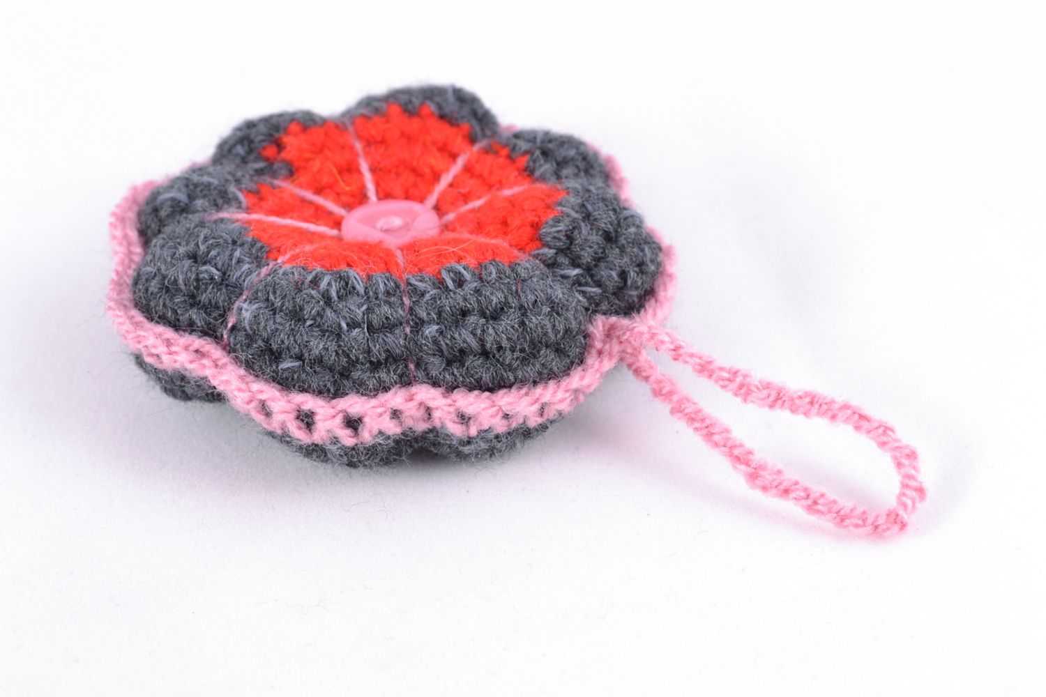 Giocattolo a maglia fatto a mano pupazzo morbido a forma di fiore pendente foto 5