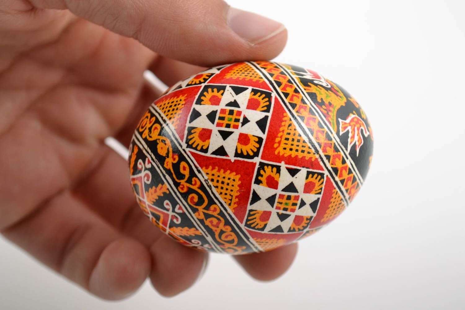 Beautiful Easter egg painted with acrylics handmade chicken blown egg pysanka photo 2