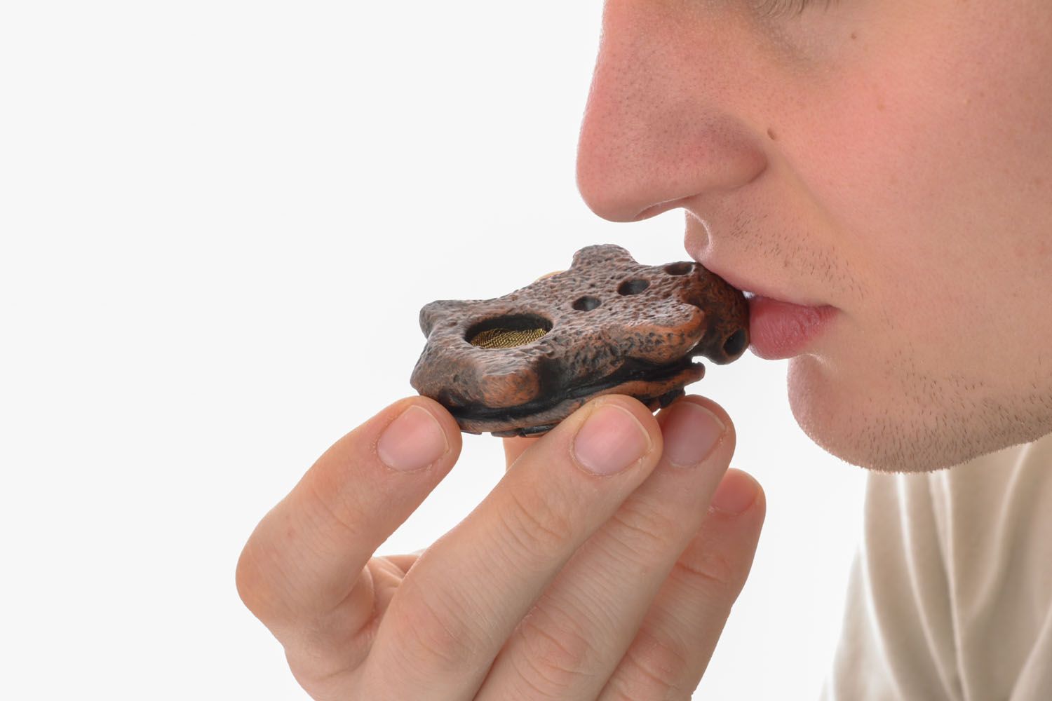 Schöne Tabakpfeife aus Ton Schildkröte foto 5