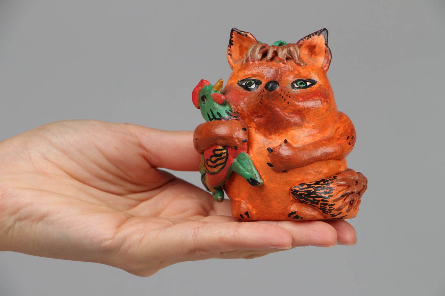 Figurine en céramique en forme de renard peinte faite main photo 4