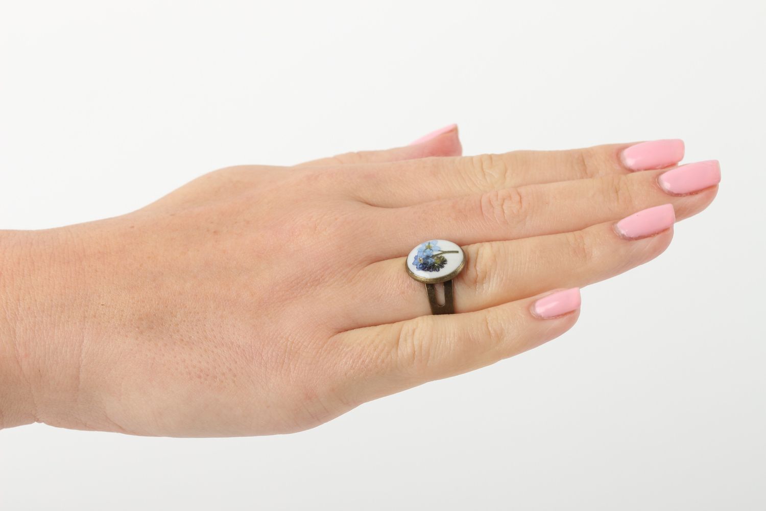 Кольцо из эпоксидной смолы ручной работы кольцо с цветами модное кольцо фото 5