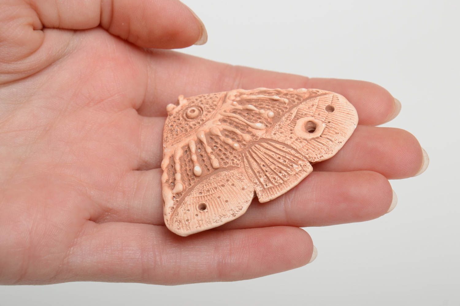 Handmade ceramic craft blank triangle fish for jewelry making photo 5