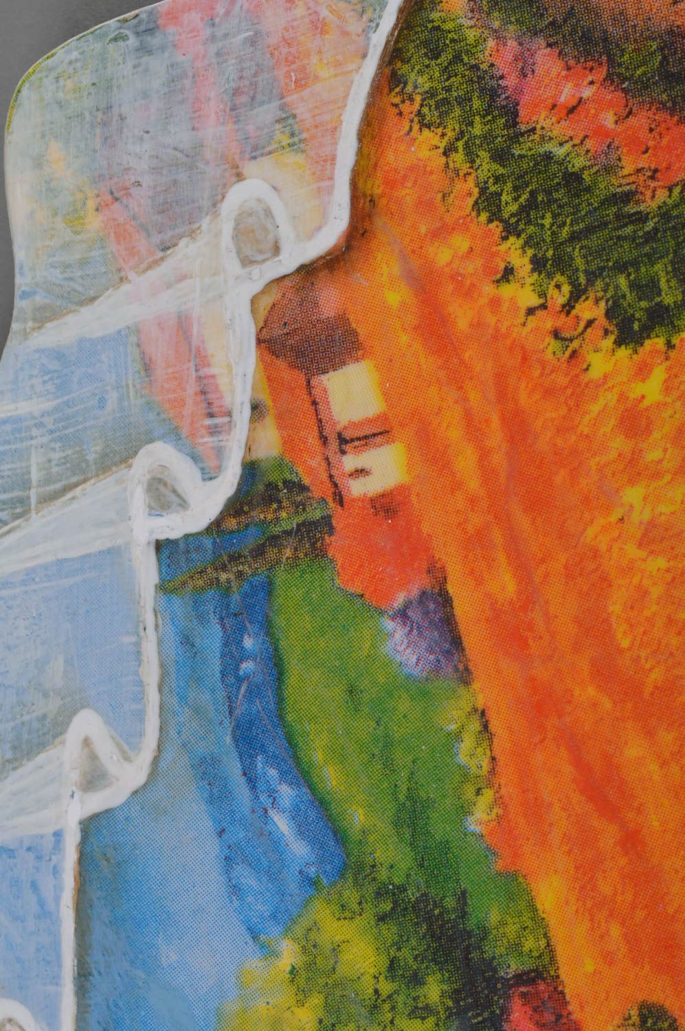Décoration murale sur contreplaqué en serviettage avec voile faite main Champ photo 3