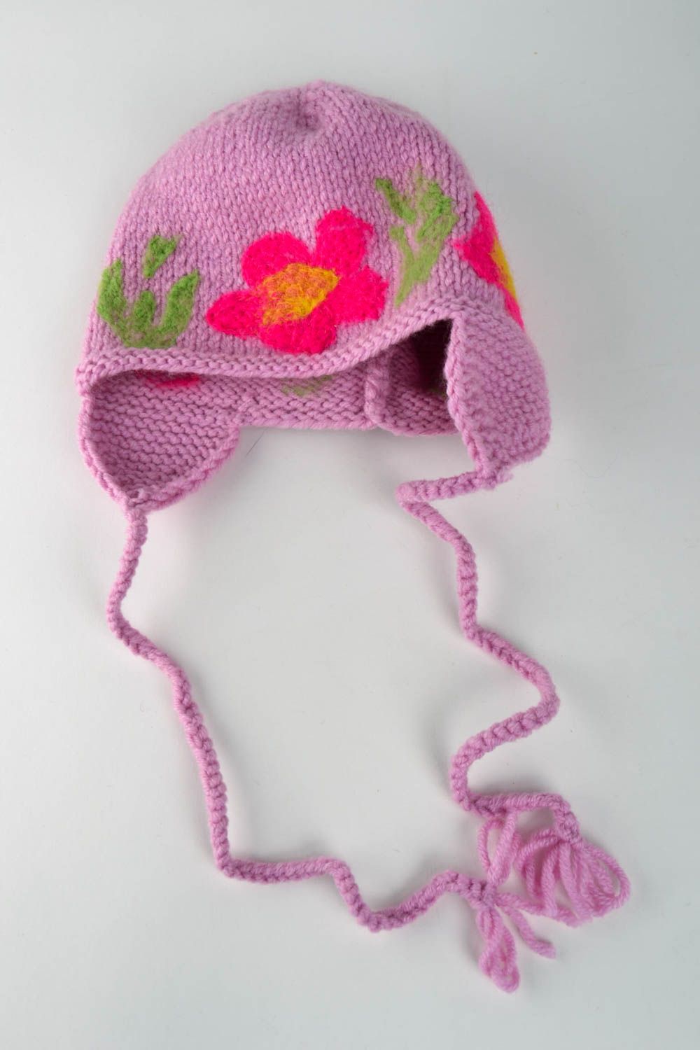 Gestrickte Kindermütze handmade modisches Accessoire Mütze für Kinder in Rosa foto 2