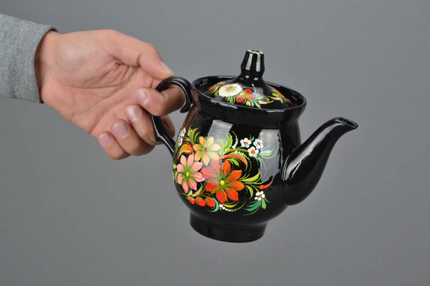 Bule de chá pintado artesanal foto 2