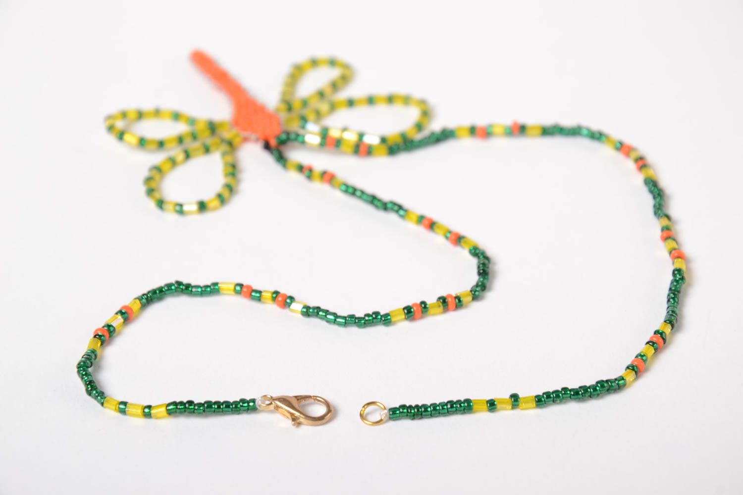 Unusual pendant made of beads handmade accessories designer present for children photo 3
