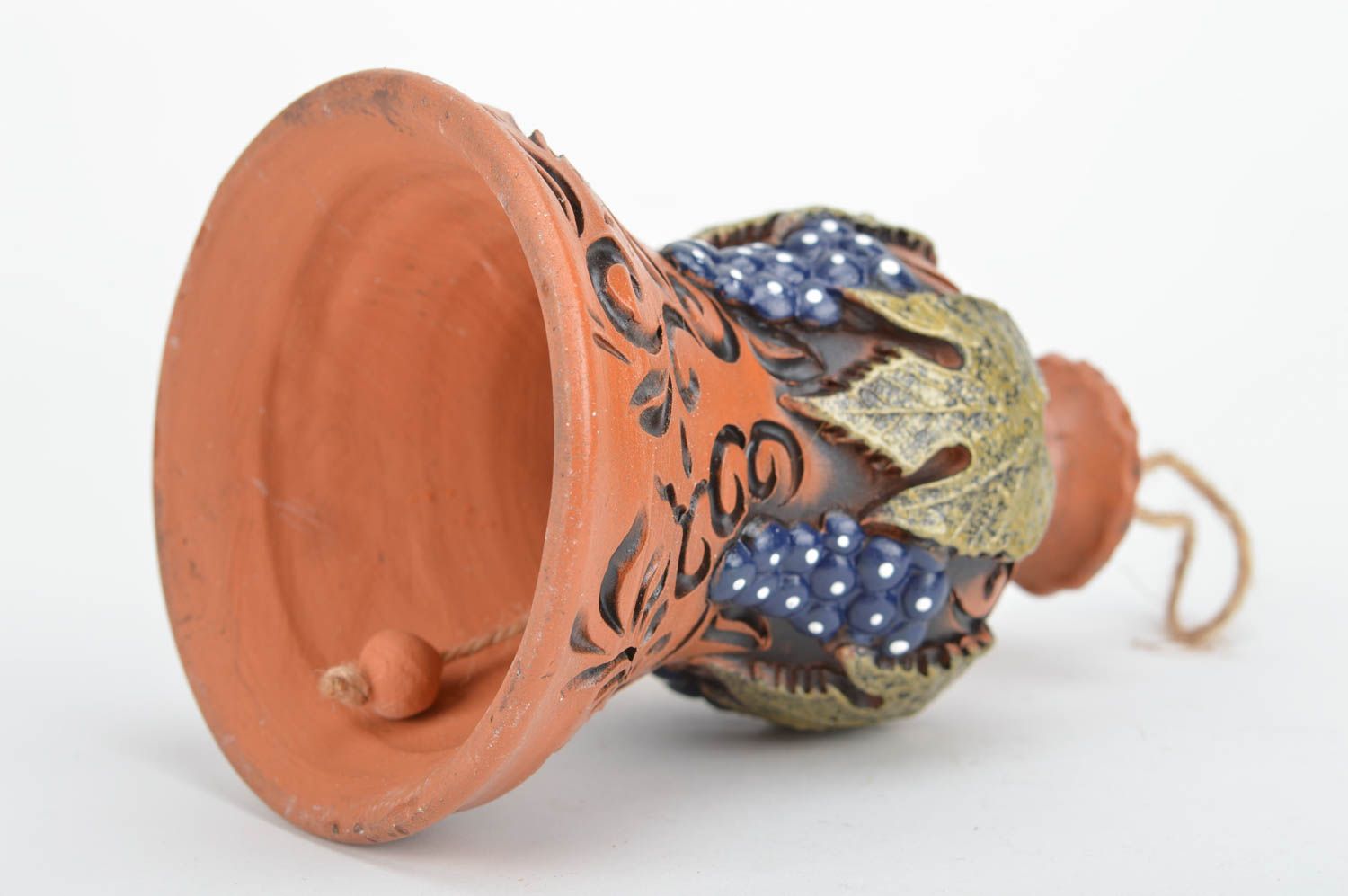 Designer unique handmade small ceramic bell made of red clay Harvest photo 5