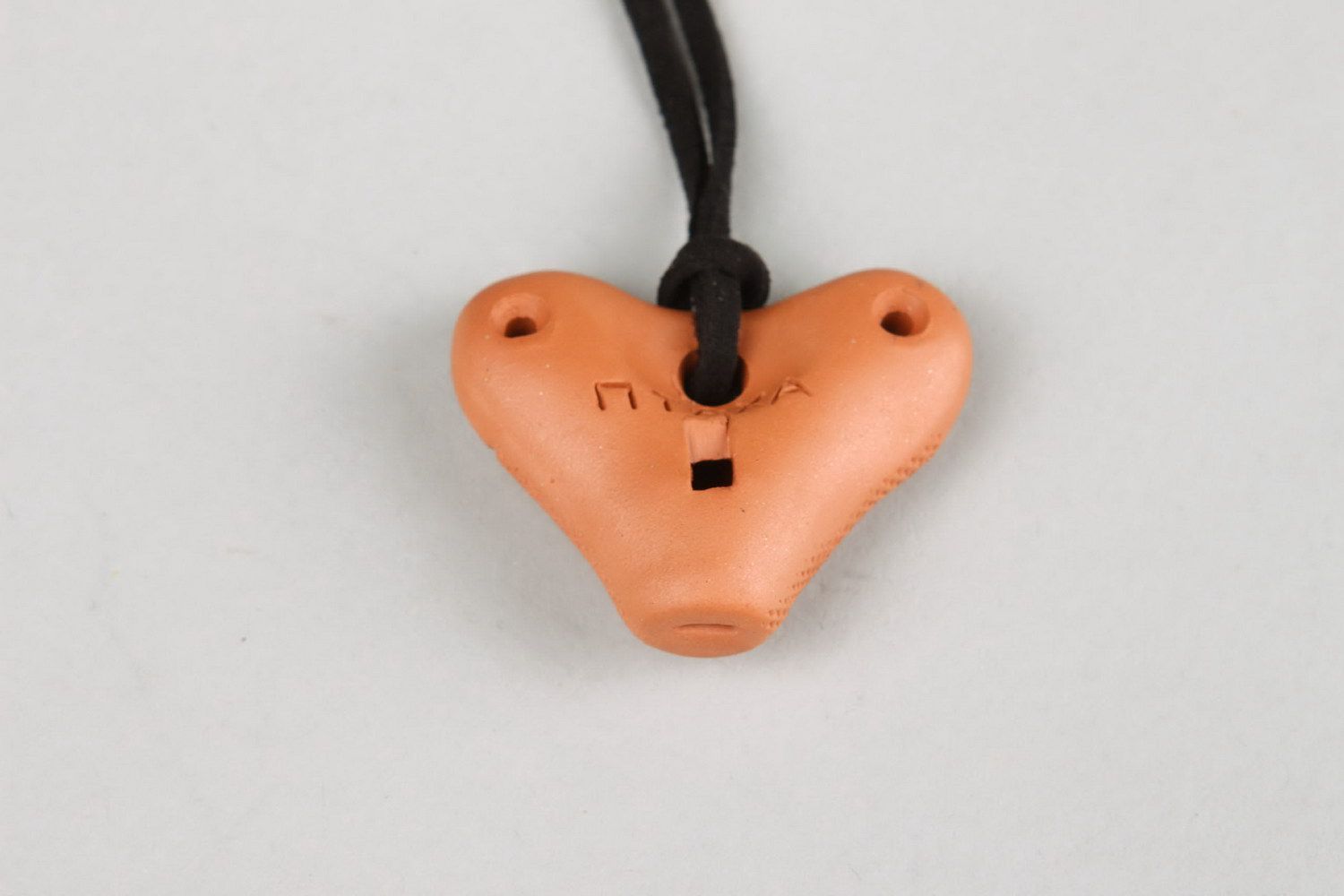 Heart-shaped ceramic tin whistle pendant photo 2