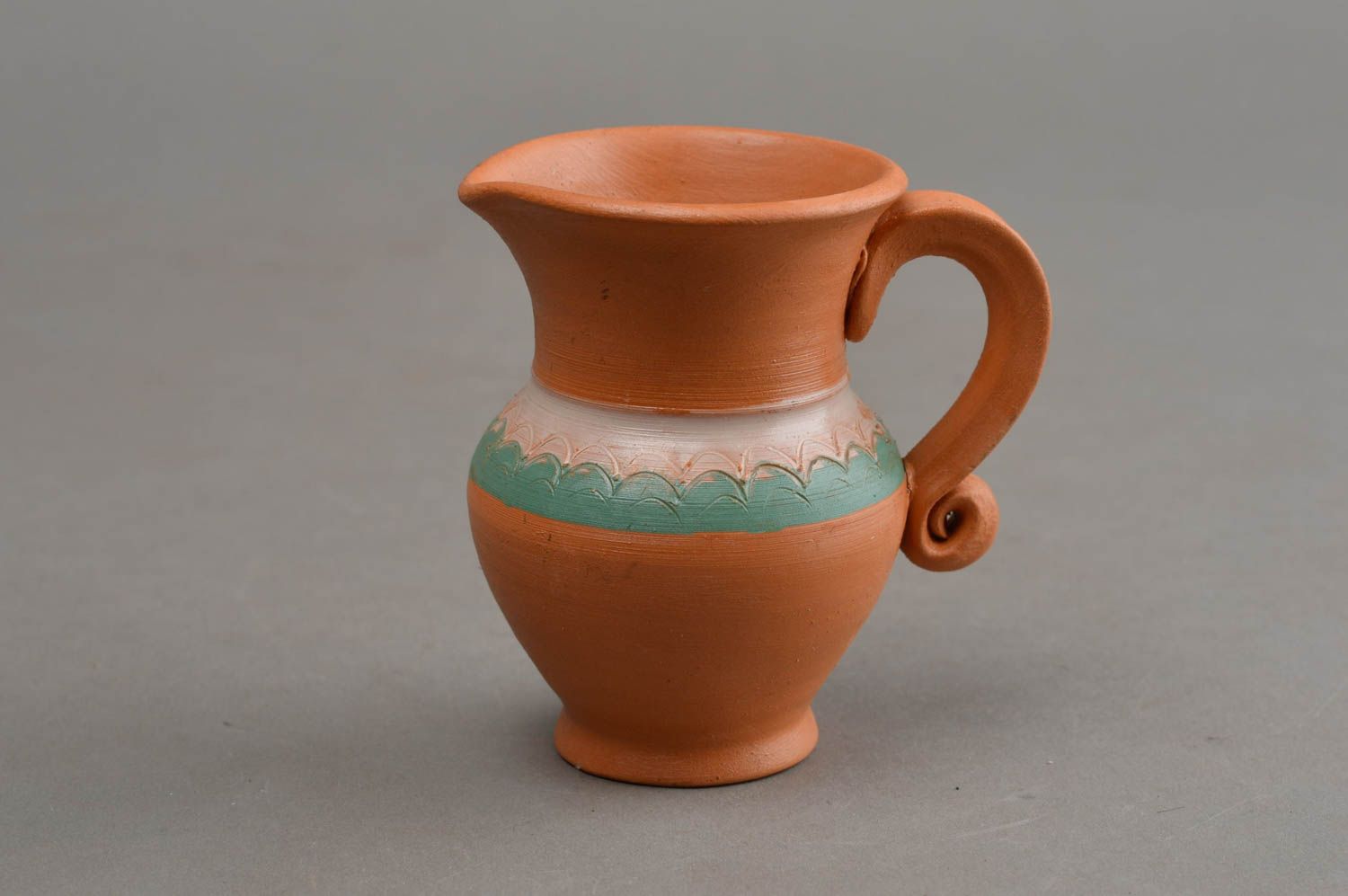 3 inches small classic style terracotta milk pitcher 0,15 lb photo 2