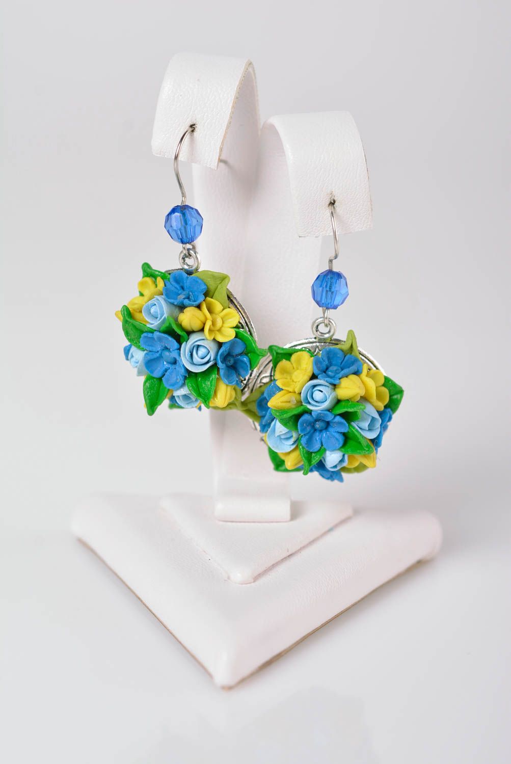 Handmade bijouterie porcelain earrings molded flower earrings elegant jewelry photo 1