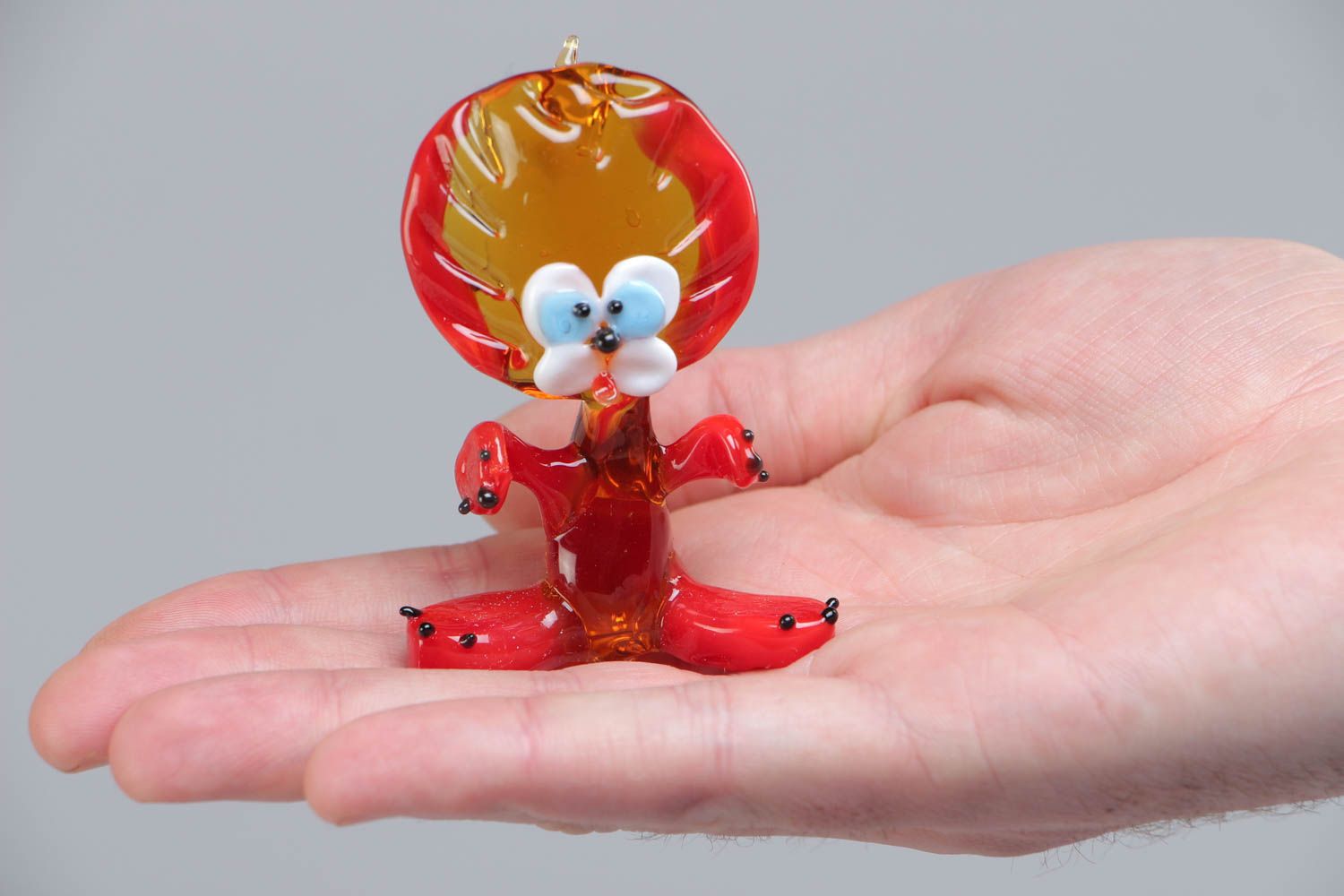 Figurine en verre chalumeau design originale faite main couleur rouge Lion photo 5