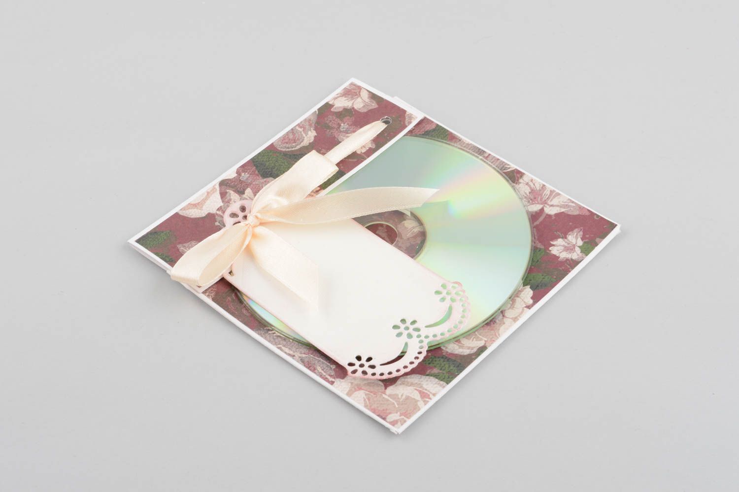 Sobre para CD artesanal con flores decoración de regalo embalaje decorativo foto 2
