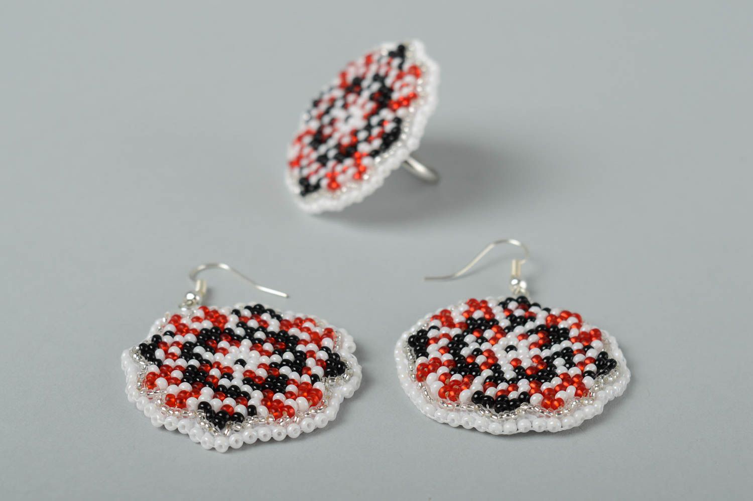 Designer jewelry beaded earrings handmade finger ring accessories for women photo 5
