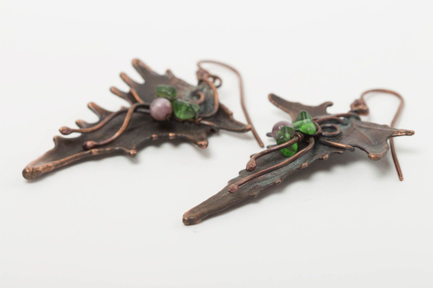 Handmade copper earrings metal earrings gemstone bead earrings gifts for her photo 3