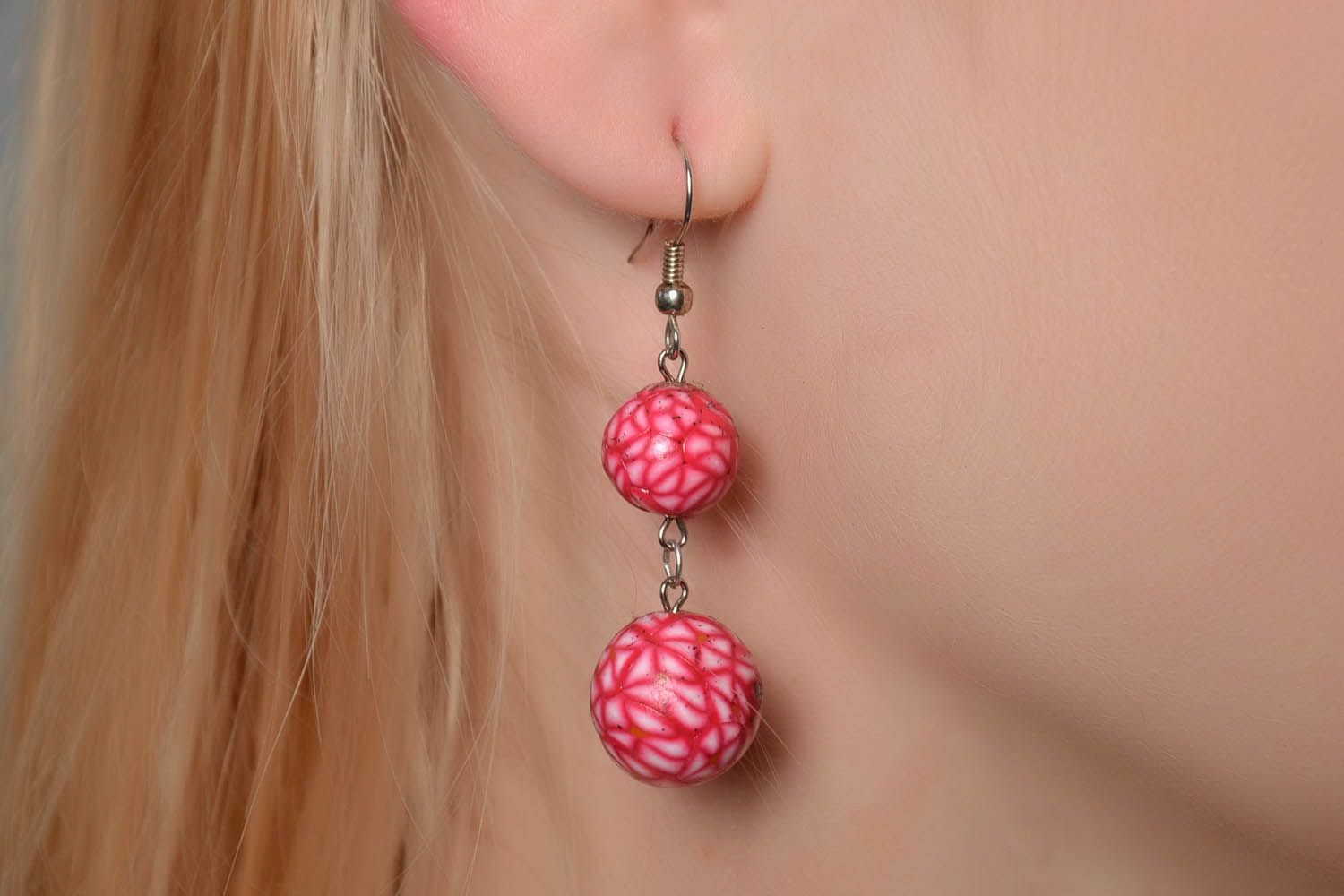 Round earrings made of polymer clay photo 4
