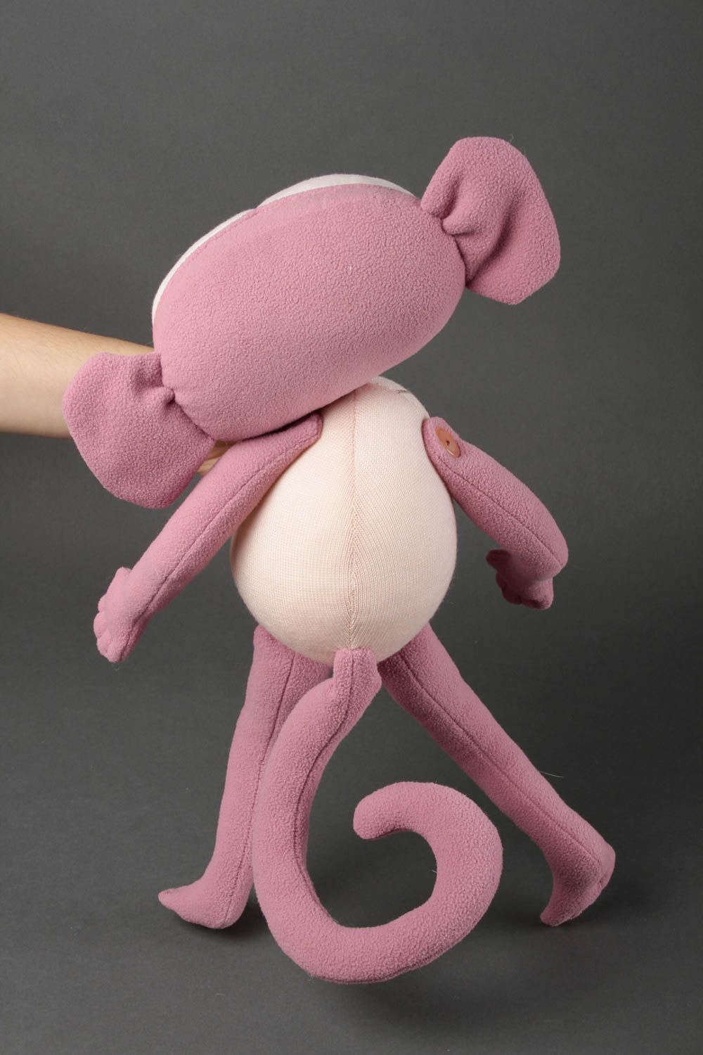 Peluche singe rose faite main Jouet en tissu original Cadeau pour enfant photo 2
