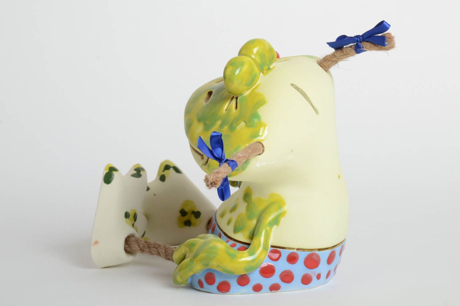 Handmade Keramik Spardose Sparbüchse für Kinder Keramik Frosch bemalt winzig foto 5