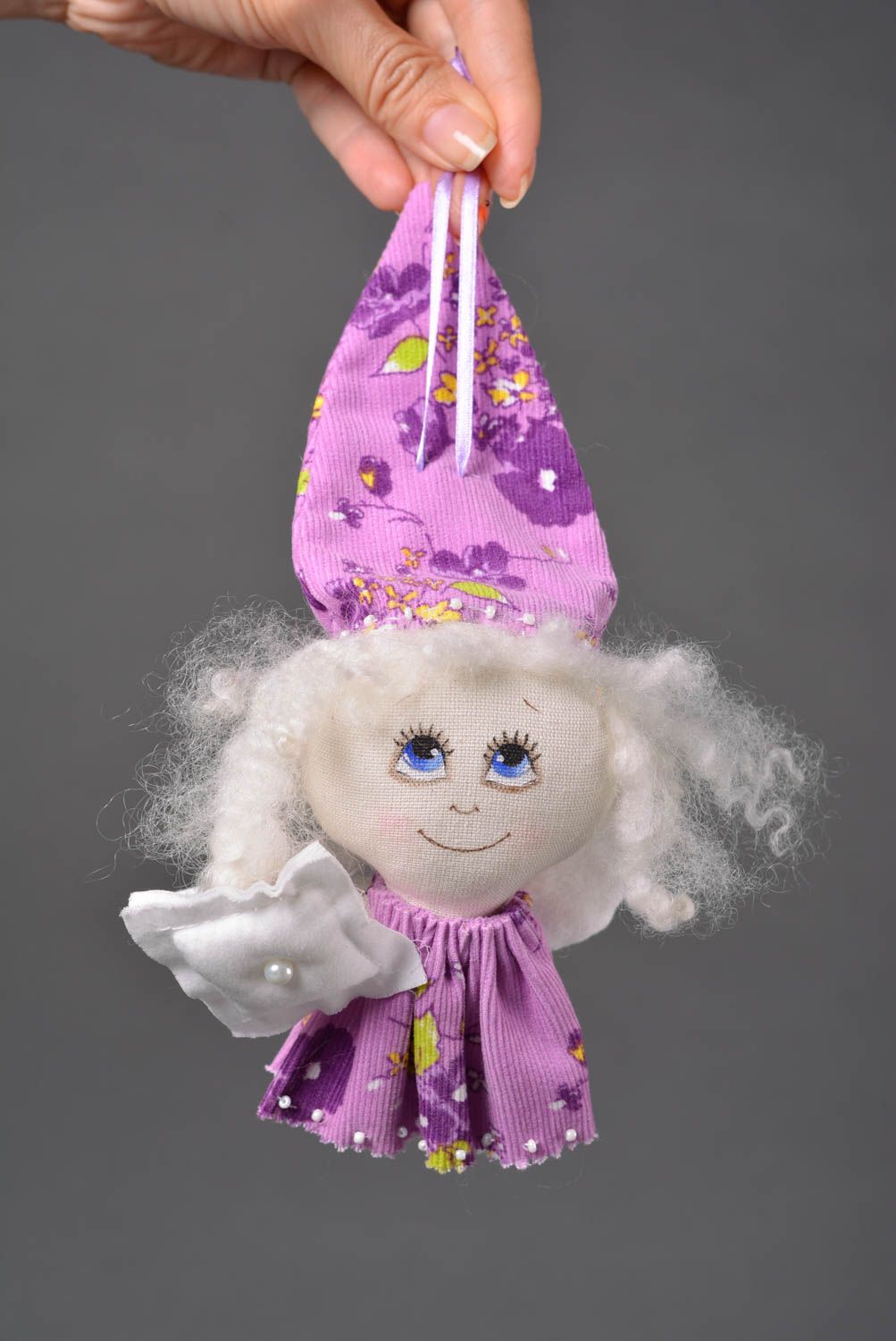 Кукла ручной работы кукла из ткани мягкая кукла кудрявая маленькая красивая фото 4