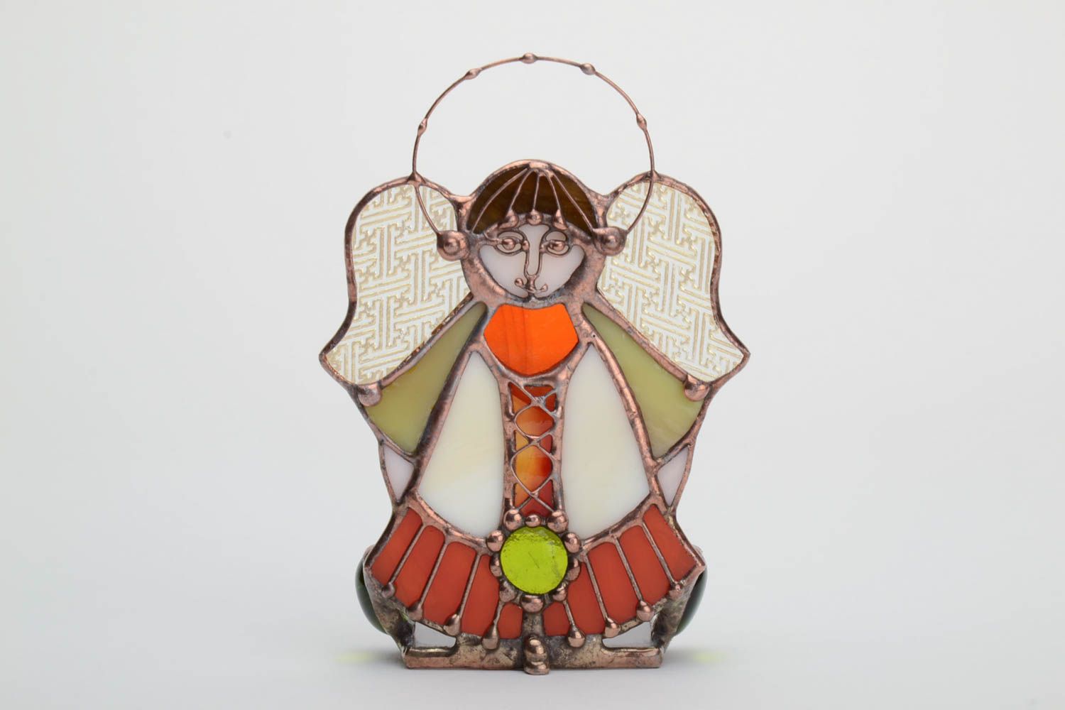 Candelero de cristal vitral figura de ángel artesanal bonito  foto 2