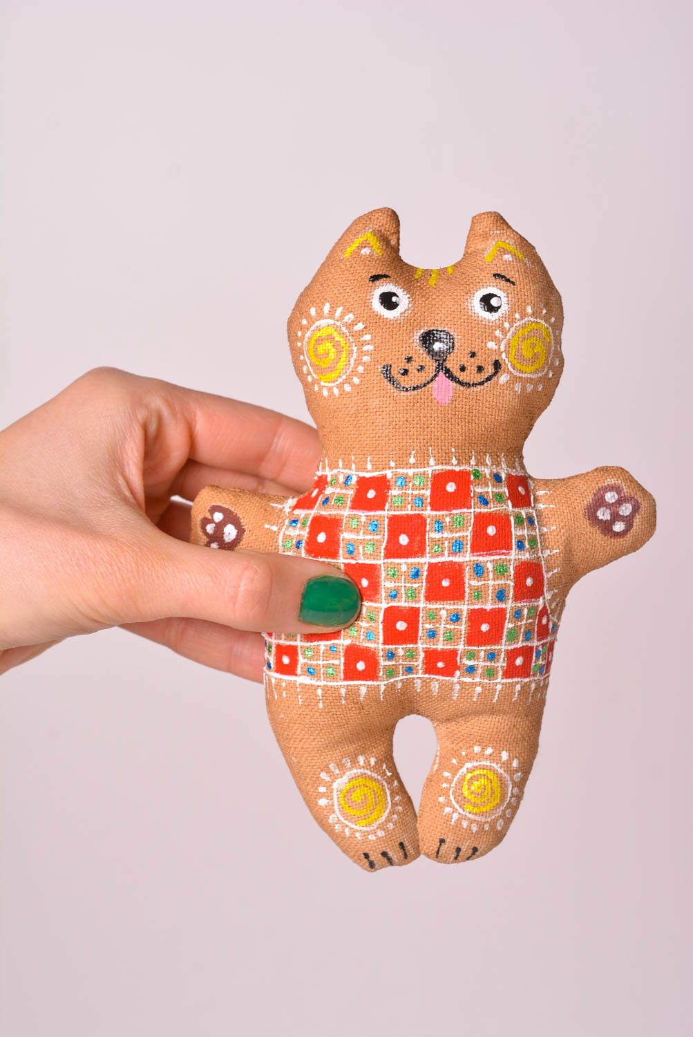 Gato de peluche juguete hecho a mano de tela regalo original decoración de casa foto 2