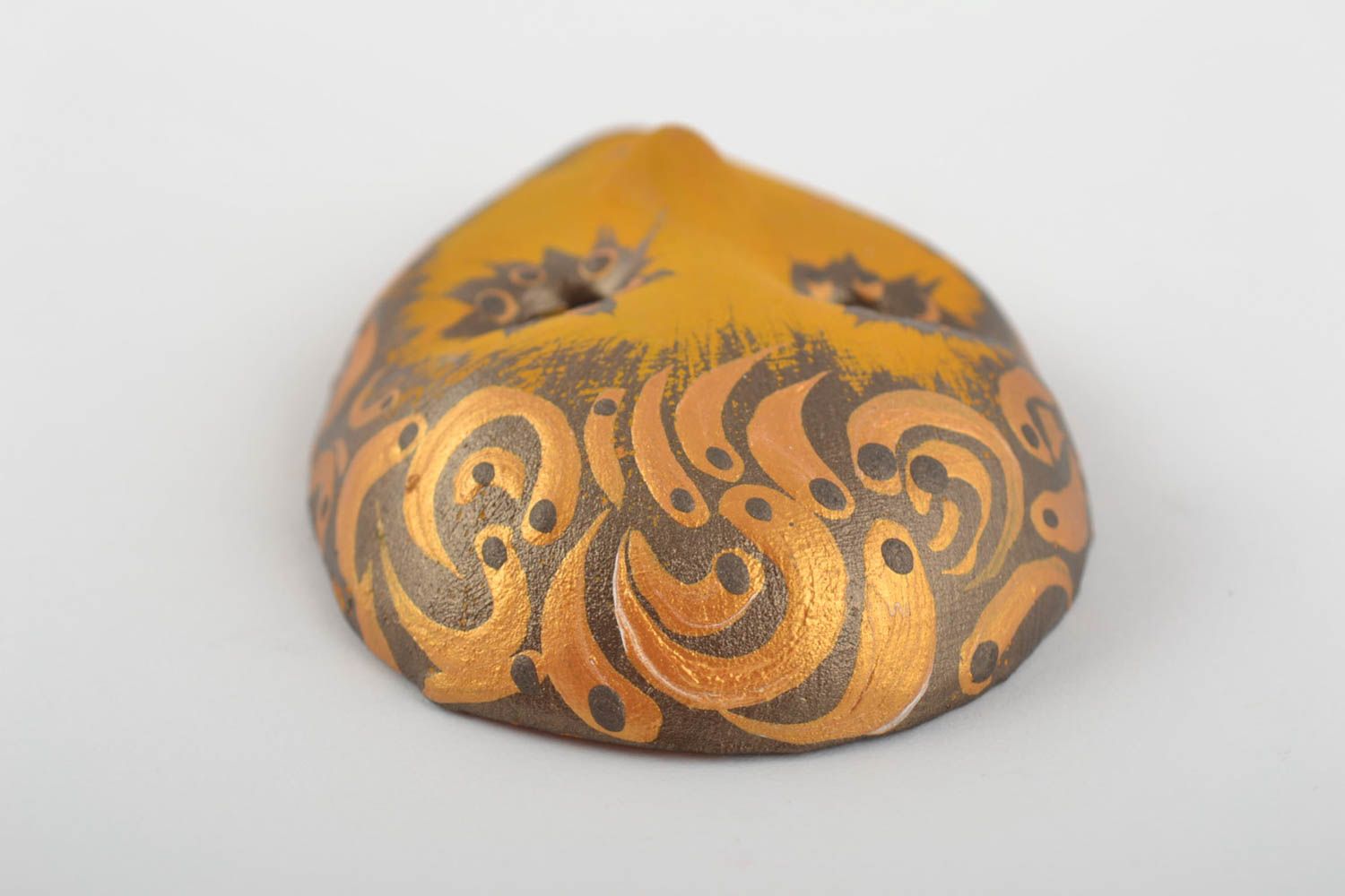 Keramik Kühlschrankmagnet Maske bemalt handmade Dekor für Küche in Goldfarben foto 5