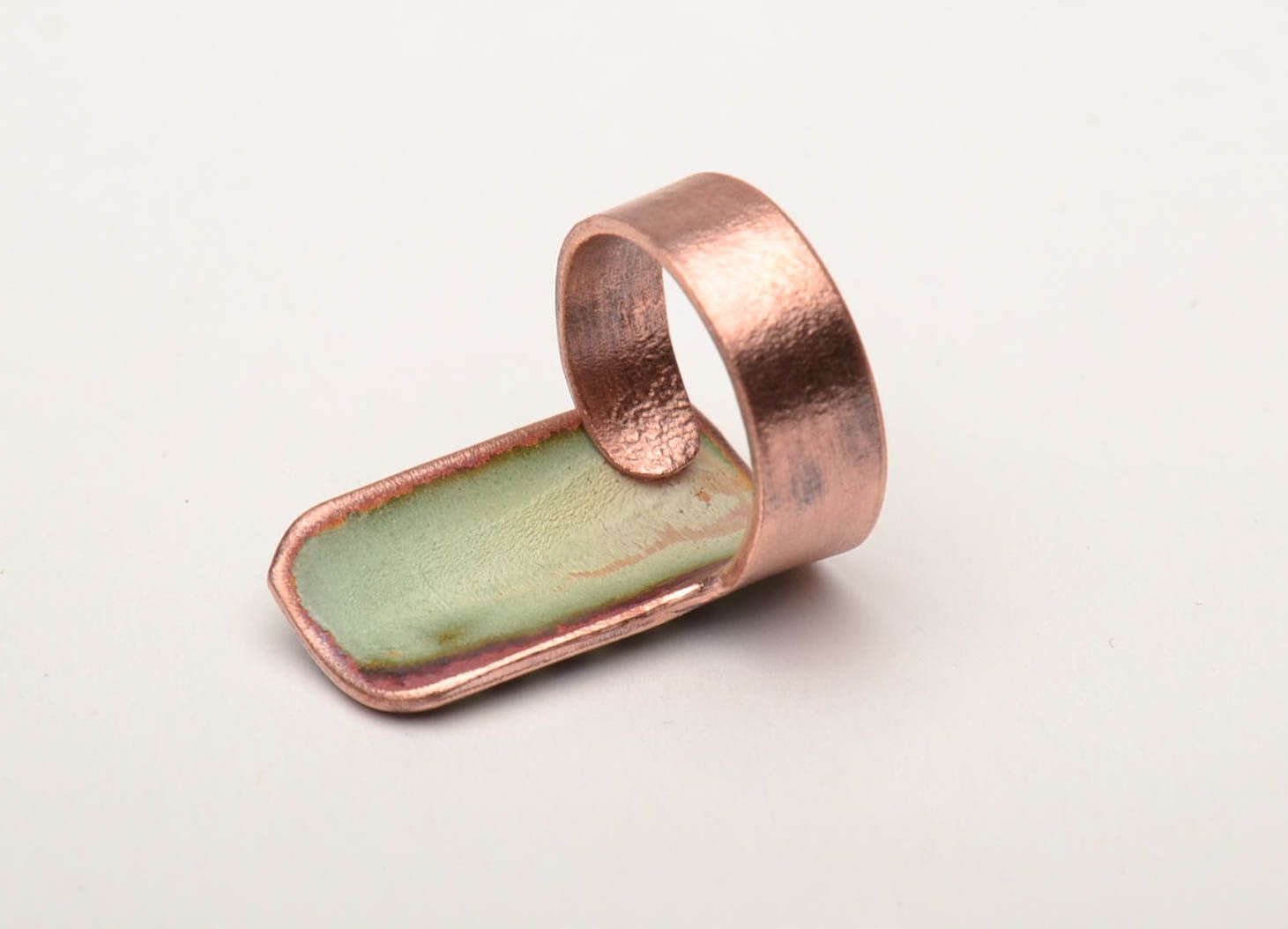 Unusual copper ring with painting photo 4