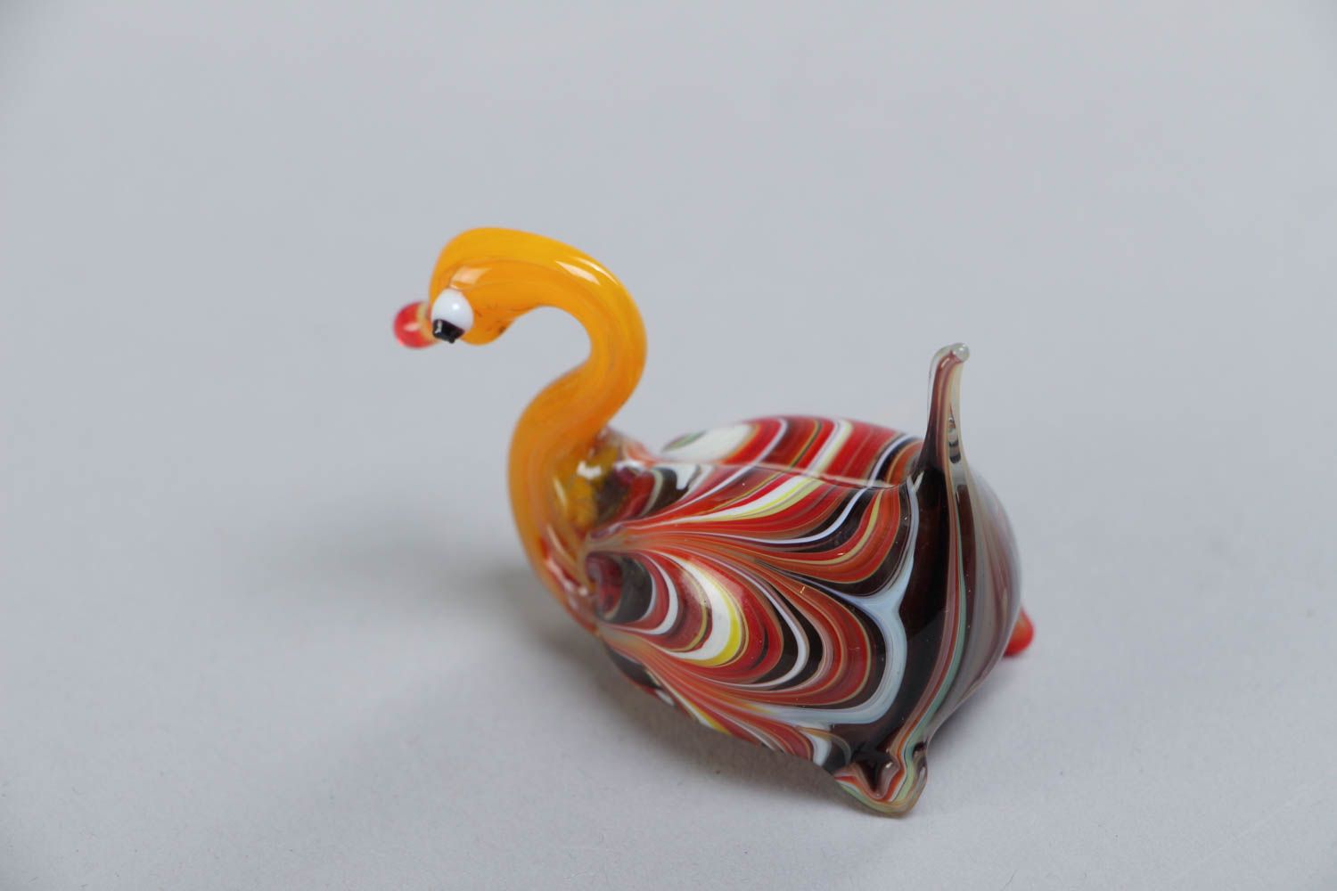 Handmade designer collectible lampwork technique miniature figurine of swan  photo 3