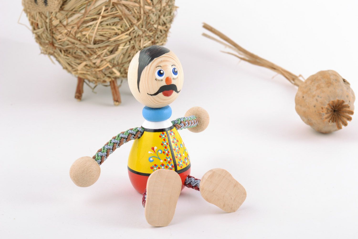 Деревянная игрушка чумак ручной работы с росписью эко-красками детская милая фото 1