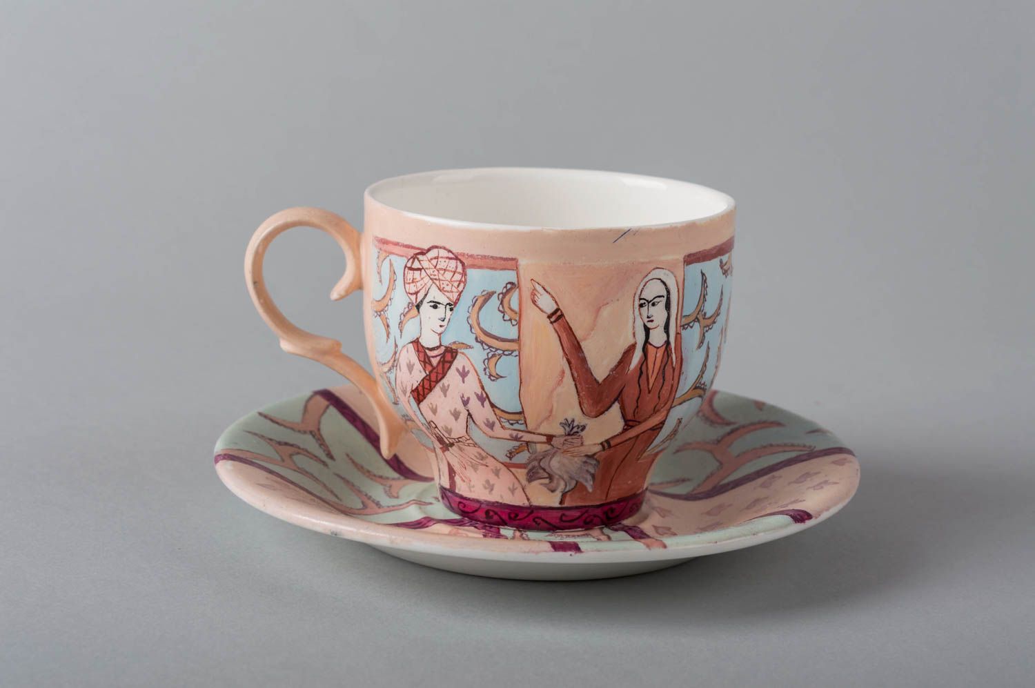 Handmade Keramik Tasse Tasse und Untertasse Tee Geschirr Keramik Geschirr schön foto 2
