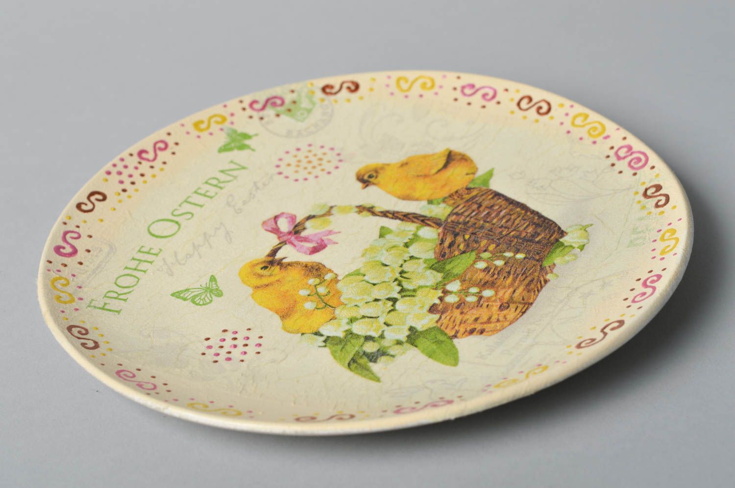 Plato de cerámica artesanal utensilio de cocina menaje del hogar decoupage foto 5