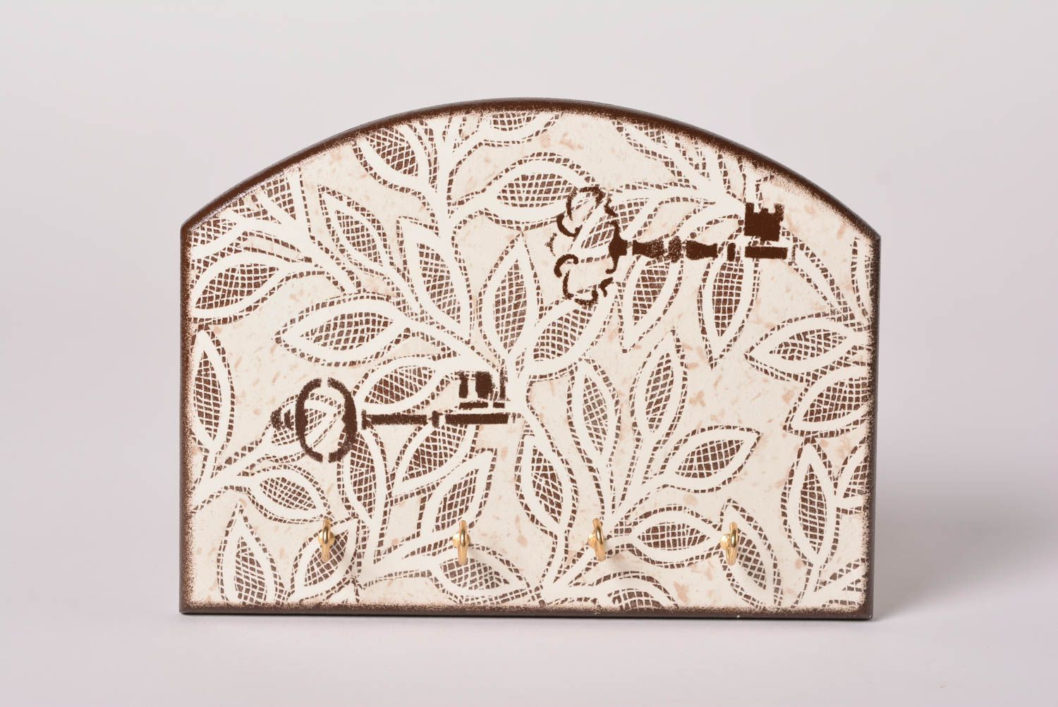 Decoupage Schlüsselbrett aus Holz in Weiß handgemacht für Interieur originell foto 4