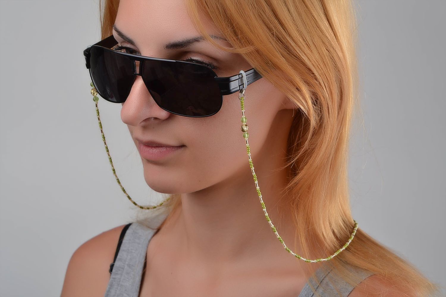 Chaine pour lunettes fait main Cordon lunettes vert design original Cadeau femme photo 2