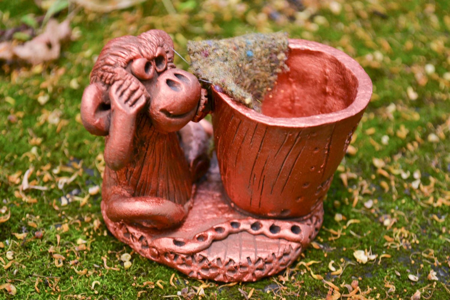 Handmade figurine decorative use only clay statuette unusual gift decor ideas photo 1
