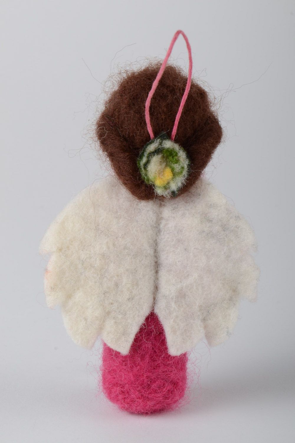 Figurine décorative en laine feutrée originale faite main à suspendre Ange photo 3