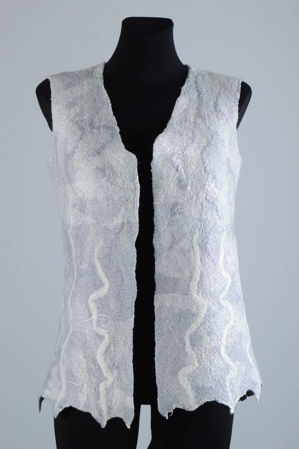 Female grey vest handmade warm vest stylish beautiful clothes winter vest photo 1