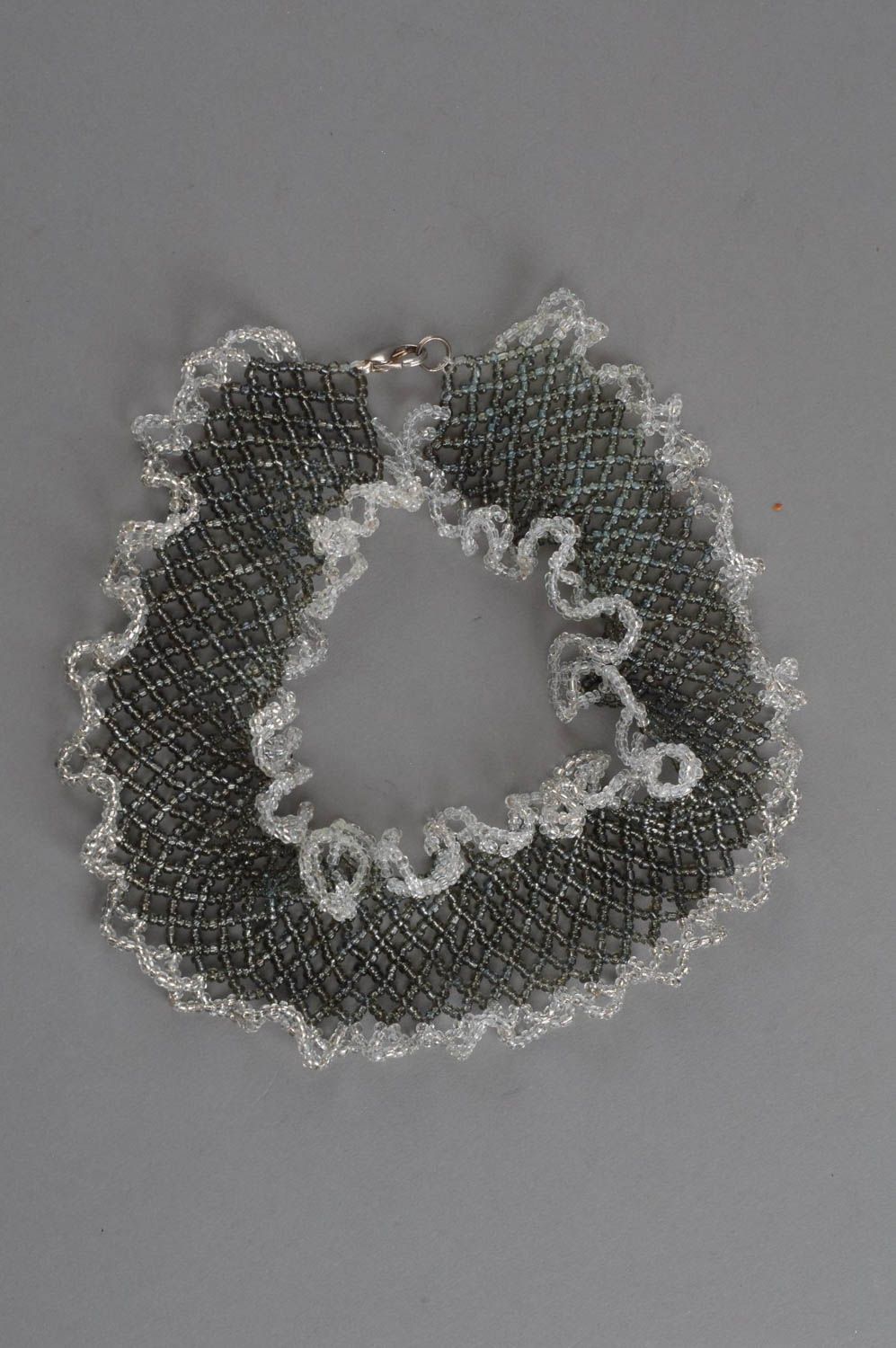 Ожерелье из бисера и бусин плетеное ручной работы авторское красивое женское фото 3