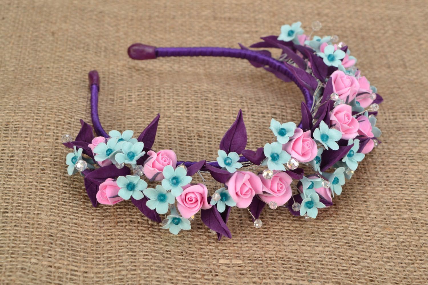 Violet floral headband photo 1