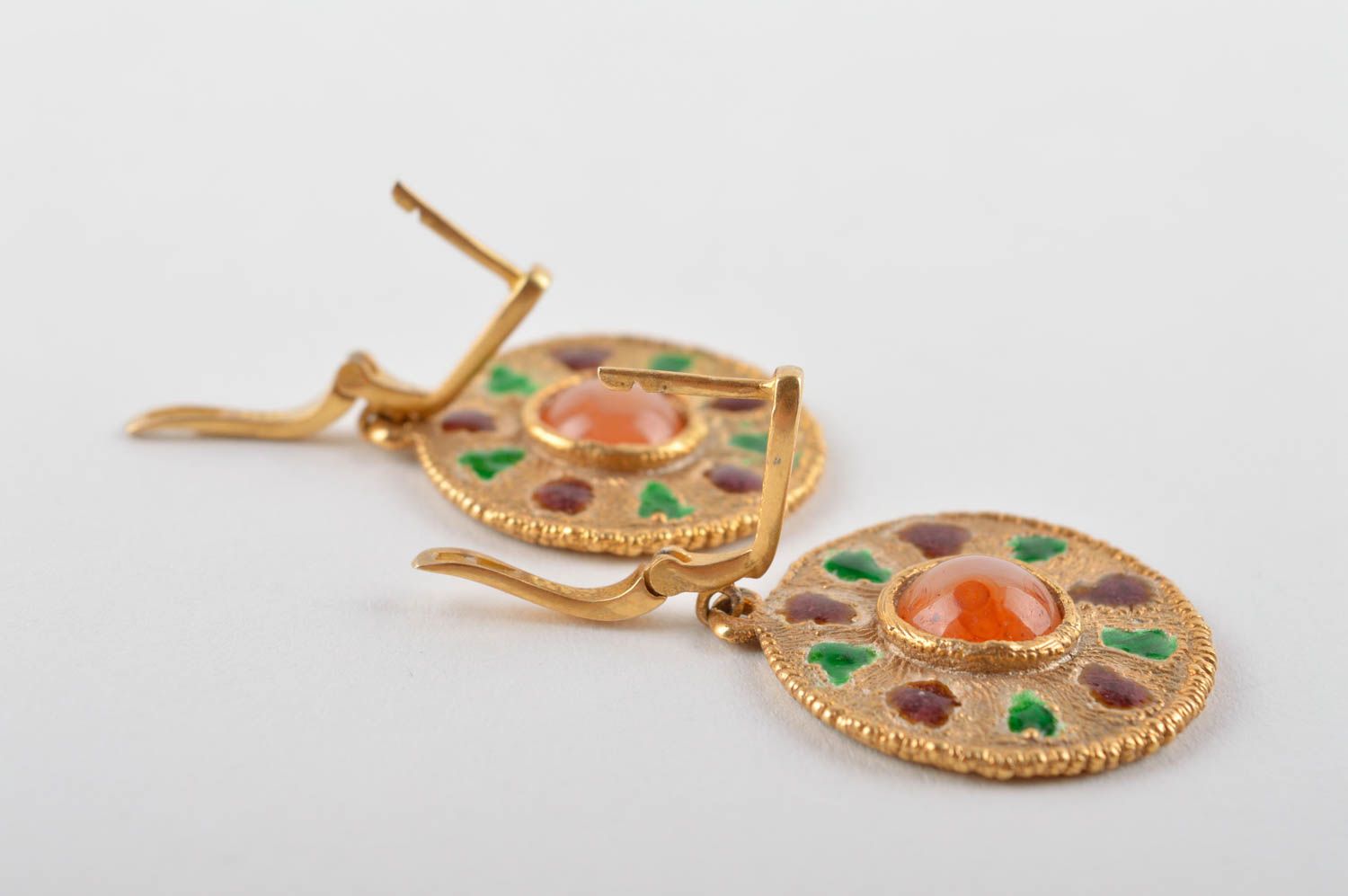 Unusual handmade metal earrings gemstone earrings artisan jewelry designs photo 3