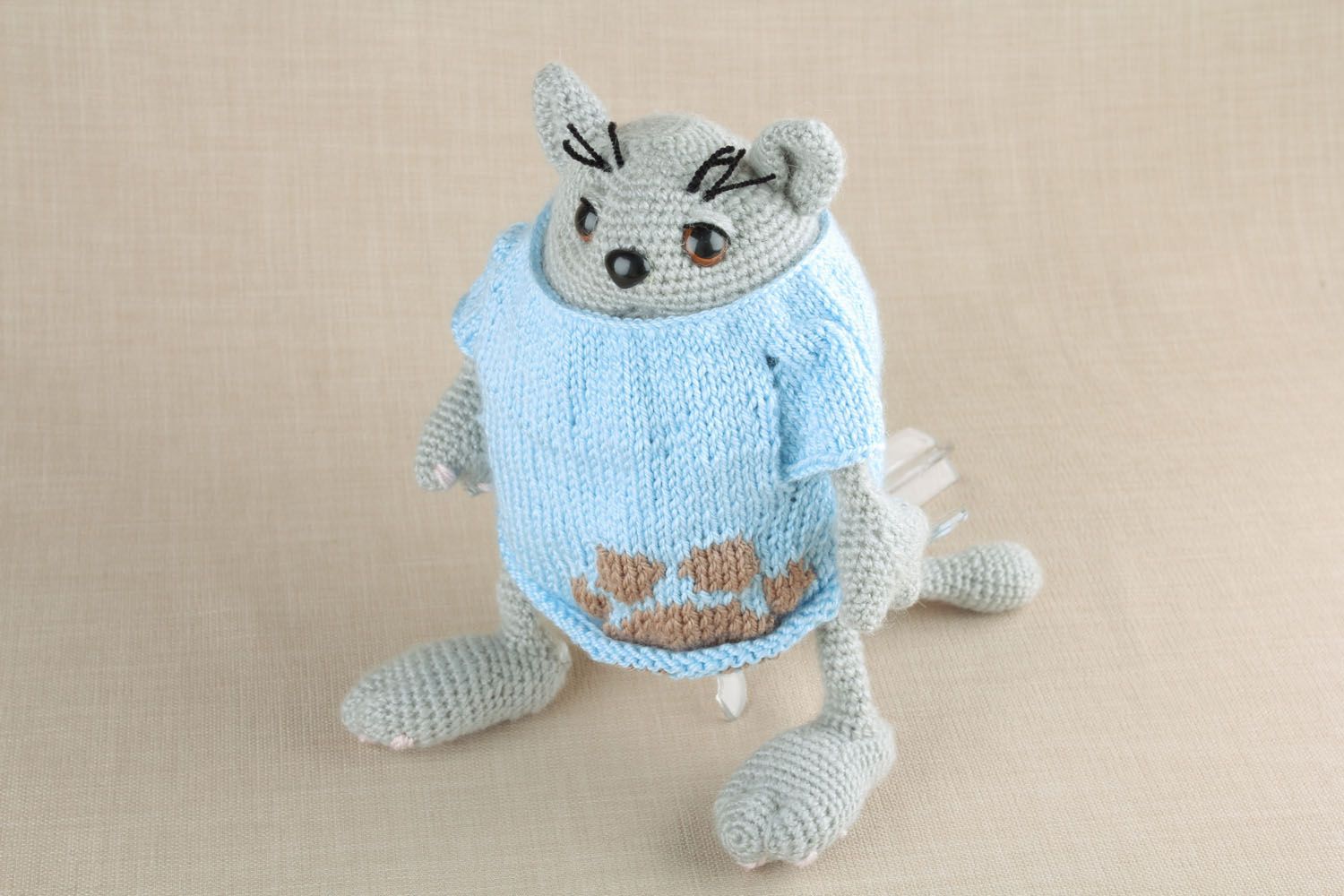 Soft knitted toy Cat photo 3